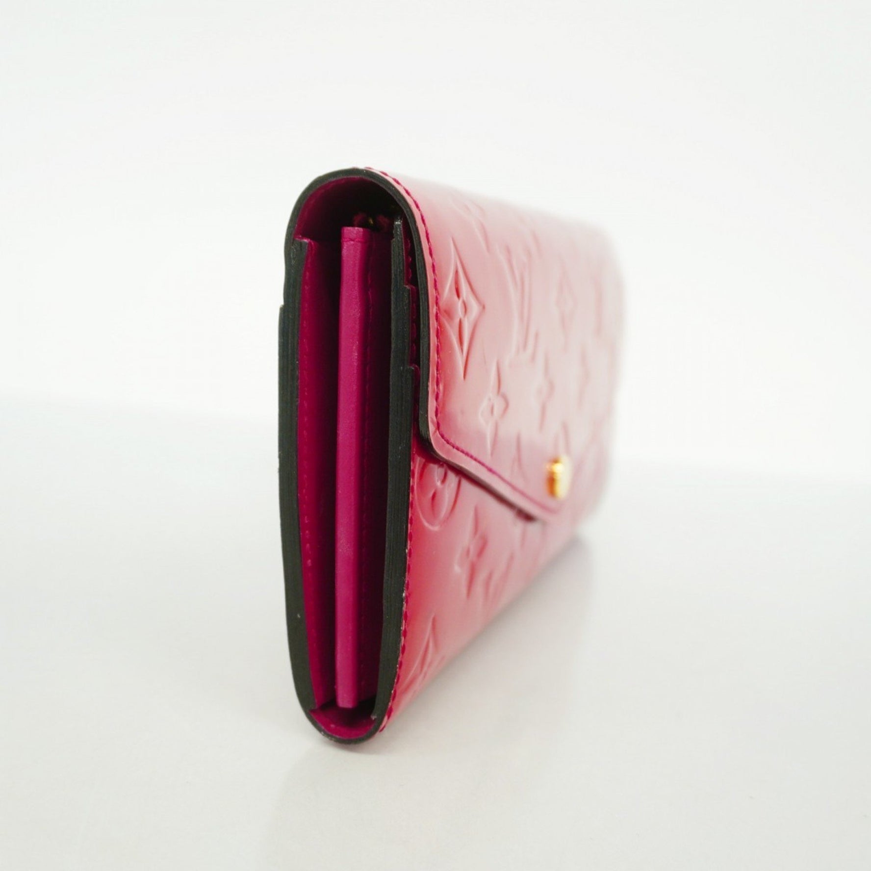 Louis Vuitton Vernis Portefeuille Sarah Long Wallet M90154 Rose Indigo Women's