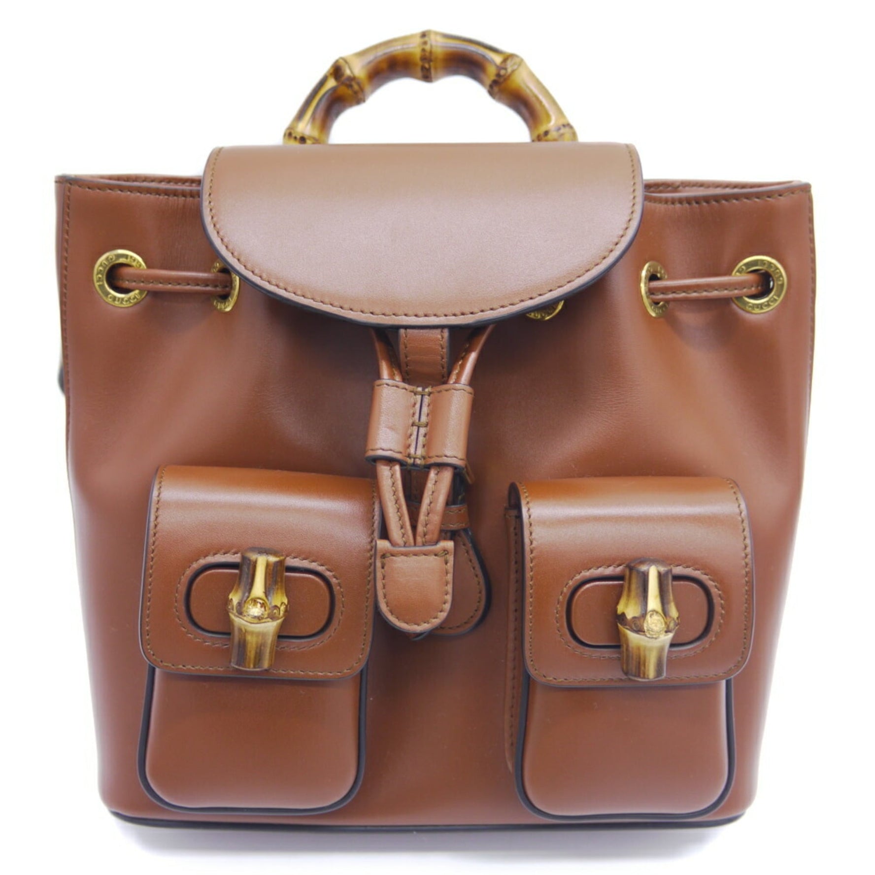 GUCCI Bamboo Backpack Leather Rucksack