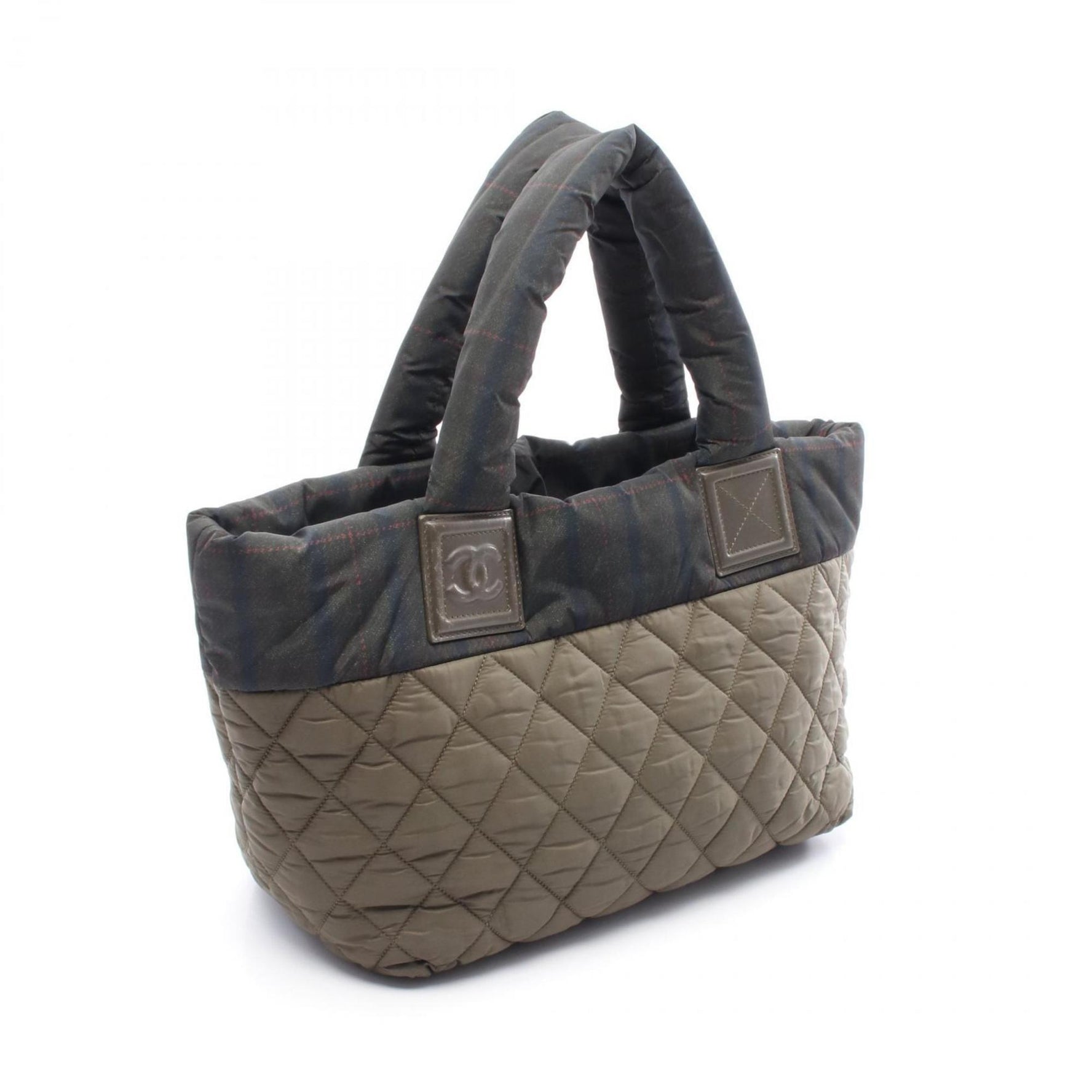 Chanel Coco Cocoon Small Tote Bag, Nylon and Leather, Khaki, Green, Multicolor