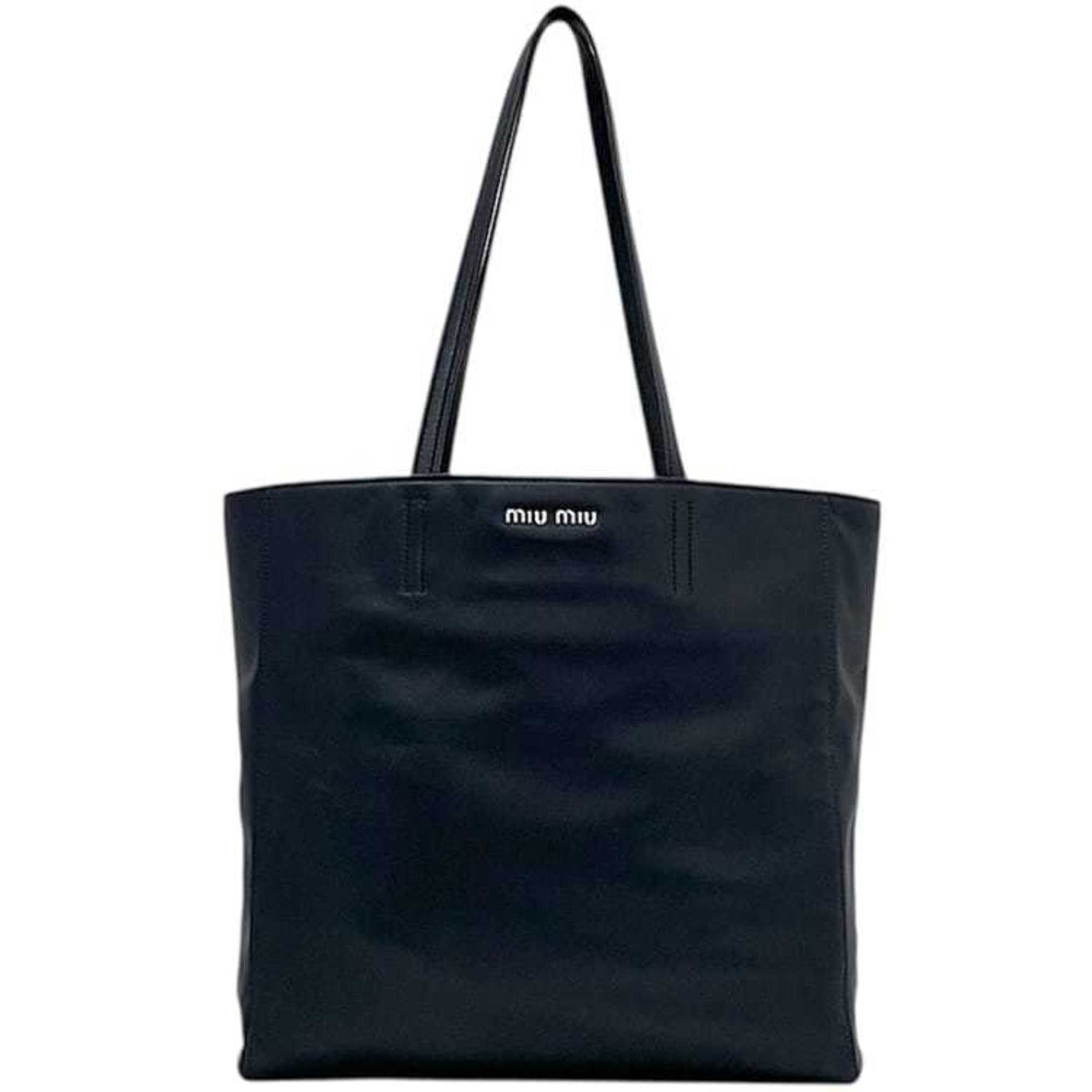 Miu Miu Miu Tote Bag Leather Hardware Men's Blue