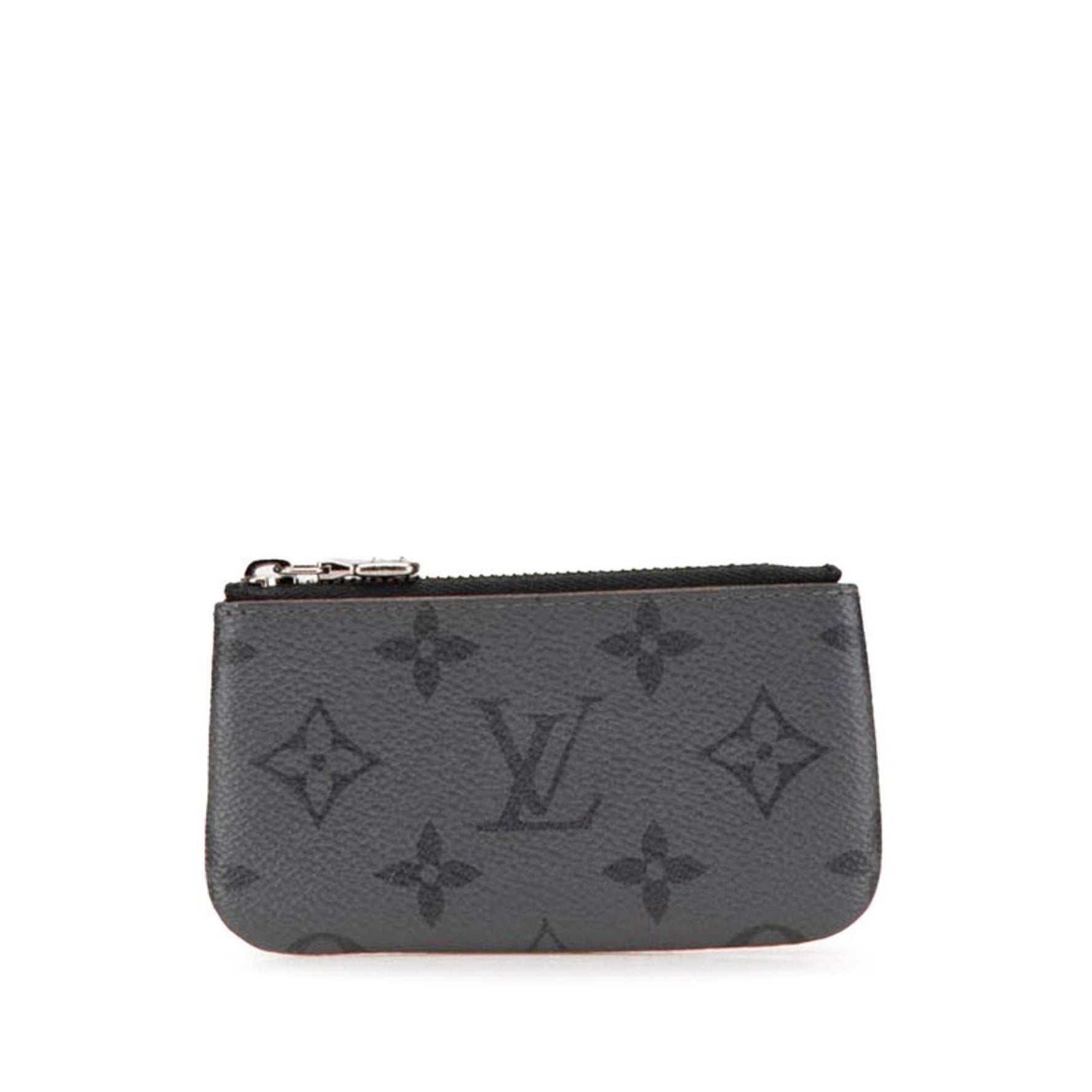 Louis Vuitton Monogram Eclipse Pochette Clé Reverse Coin Case Gray Black PVC
