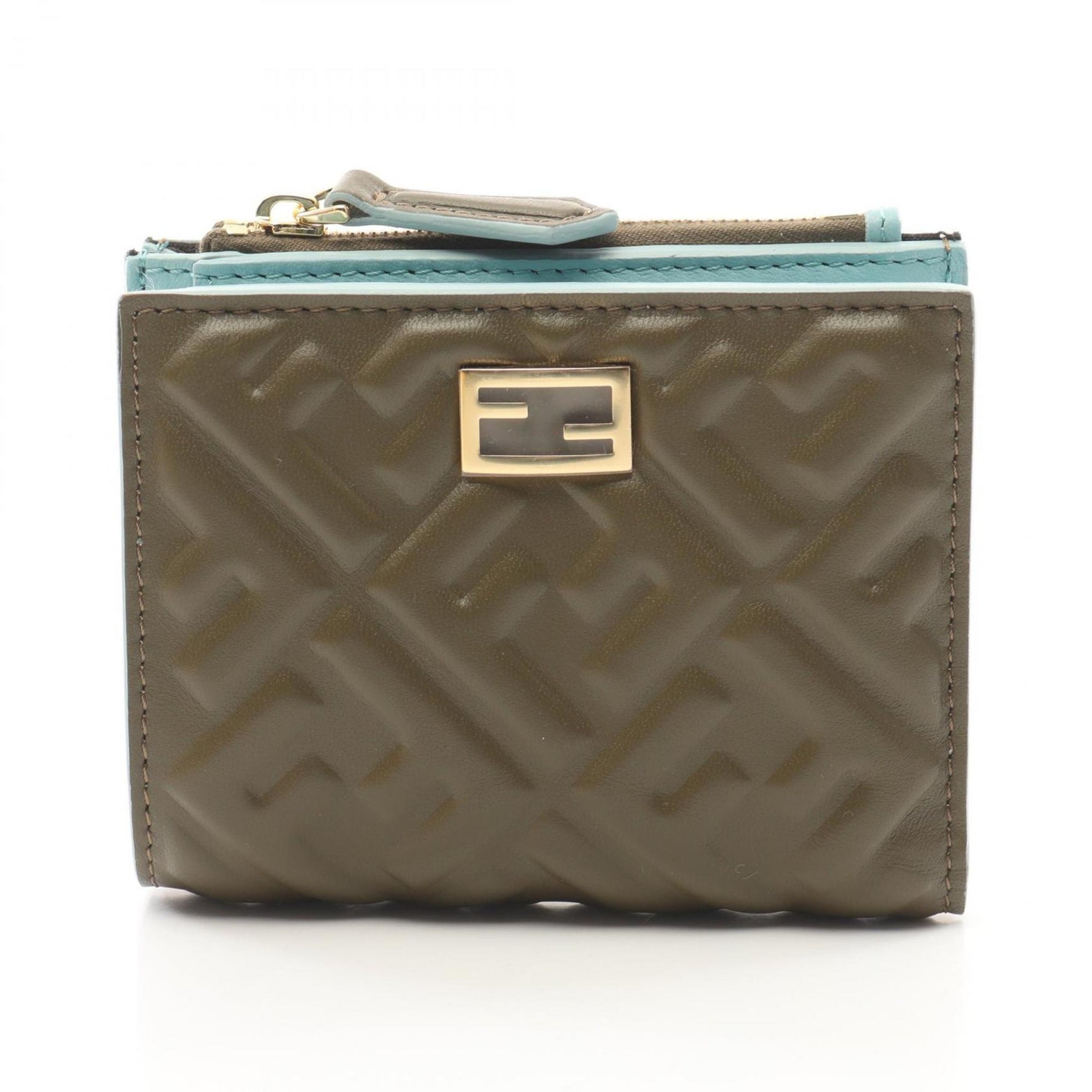 FENDI Baguette FF pattern bi-fold wallet, leather, brown, blue