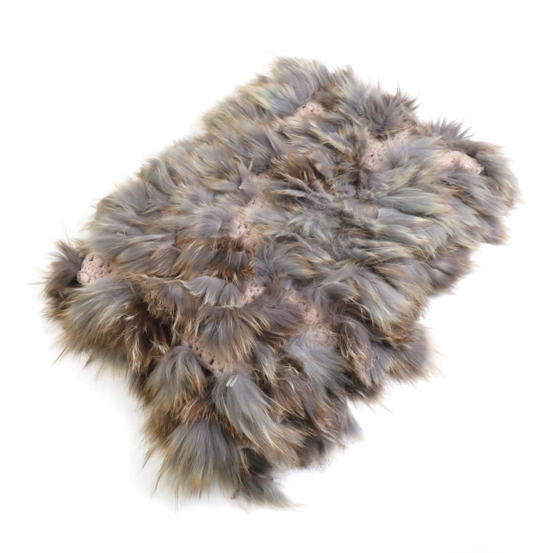 FENDI shawl scarf cashmere fur grey brown pink