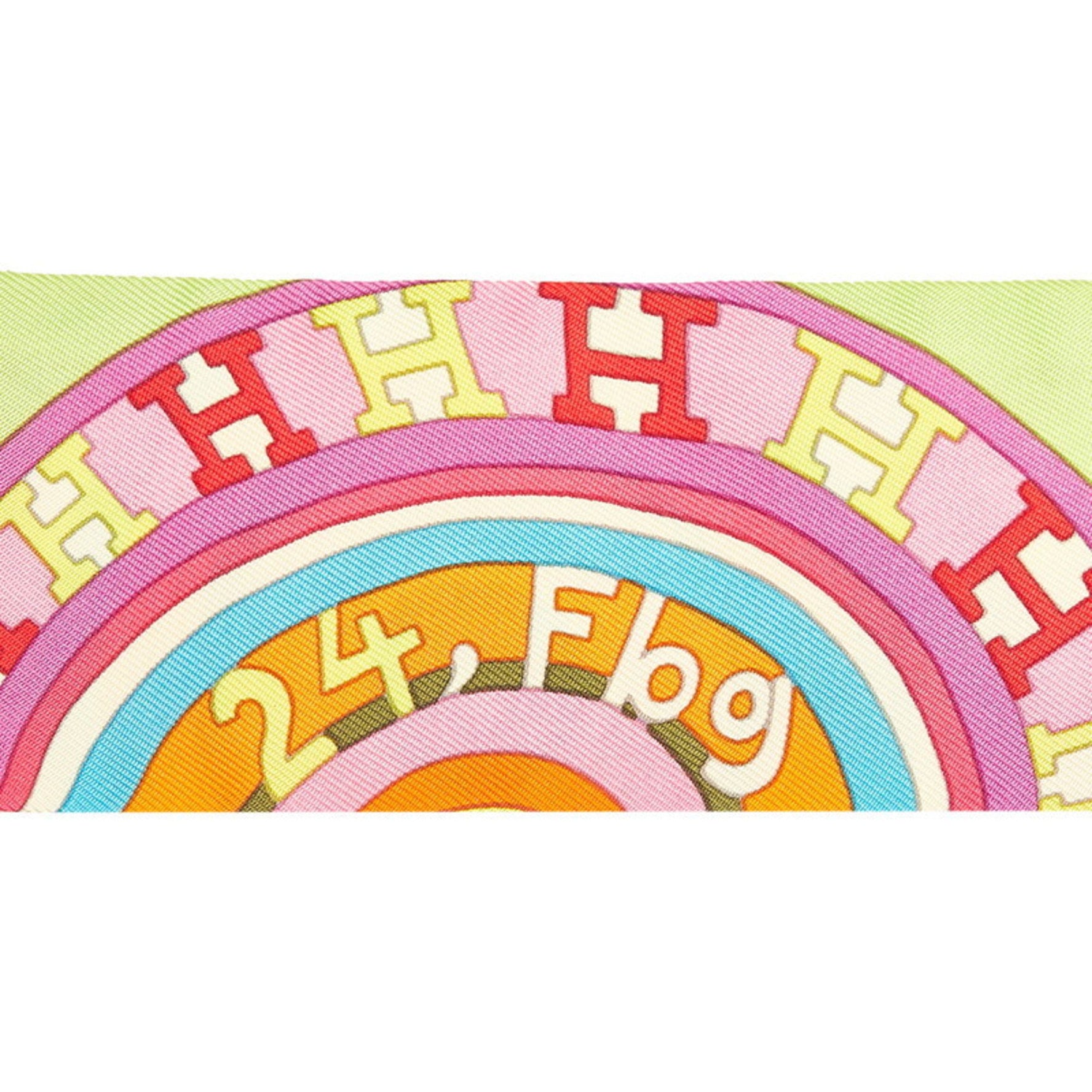 Hermes Twilly TOHU BOHU 24 Fbg Scarf, Green Multicolor Silk