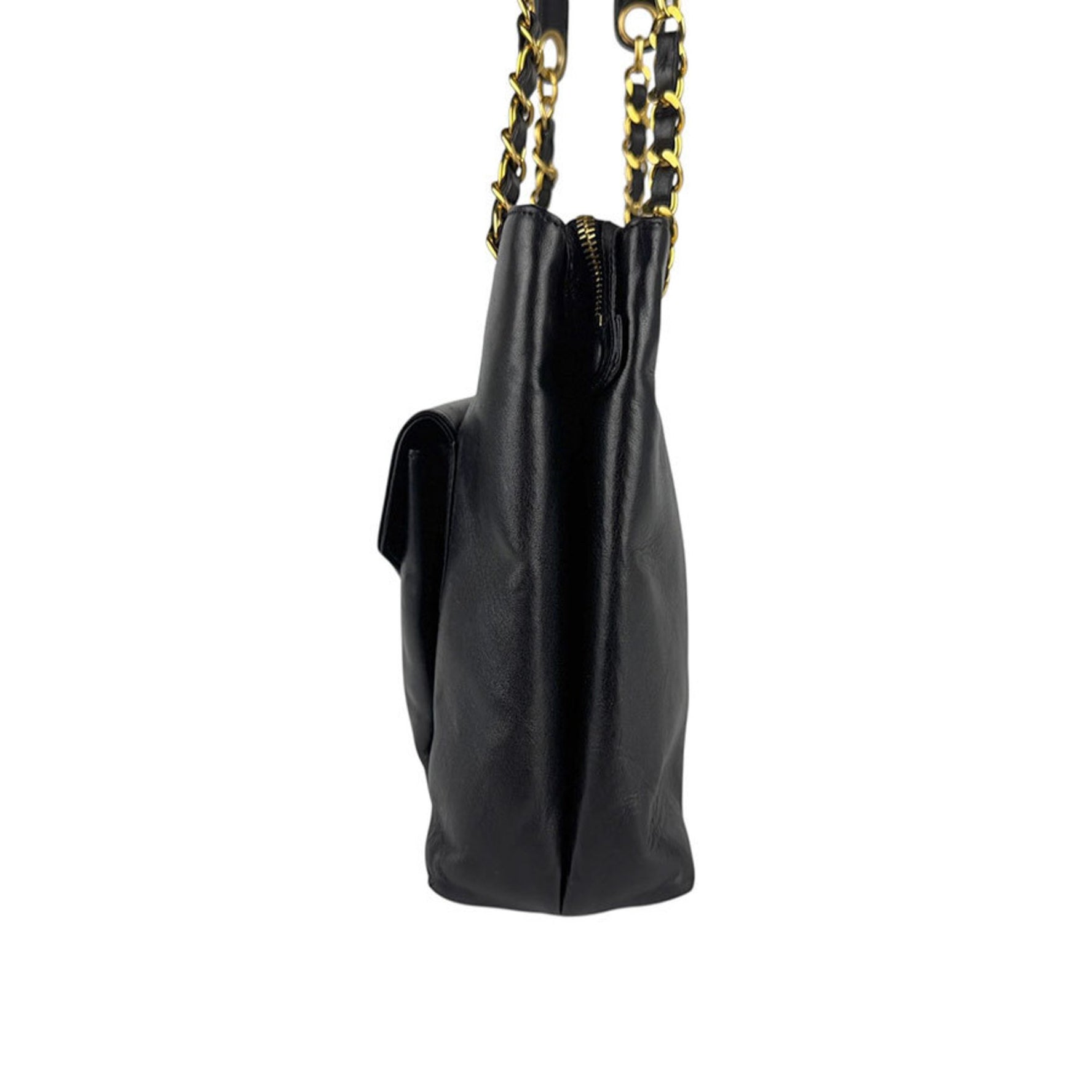 CHANEL Shoulder Bag Leather Gold