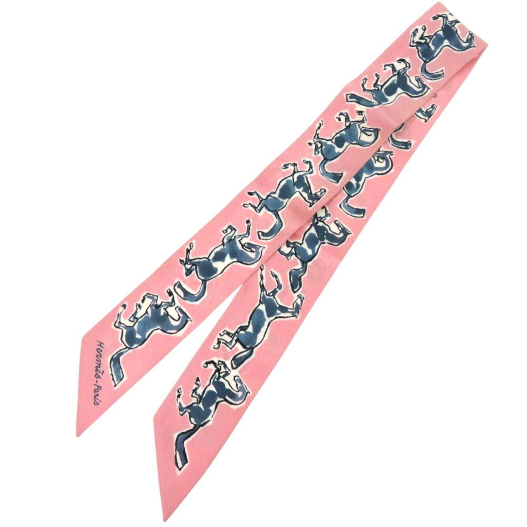 Hermès Twilly Chevaux en Liberte Silk Pink Scarf Muffler