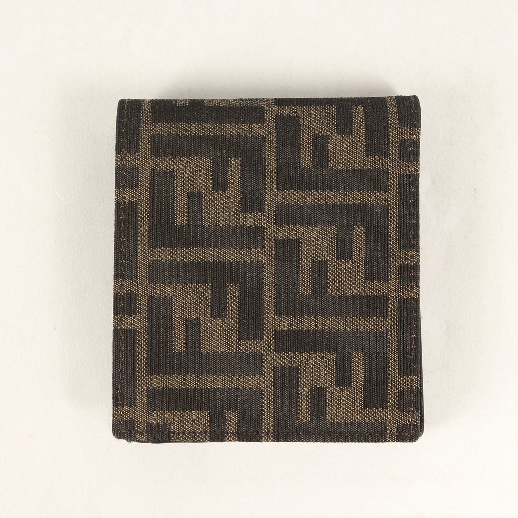 FENDI Zucca Jacquard Canvas Leather Billfold ALWK) Brown Beige Black Wallet