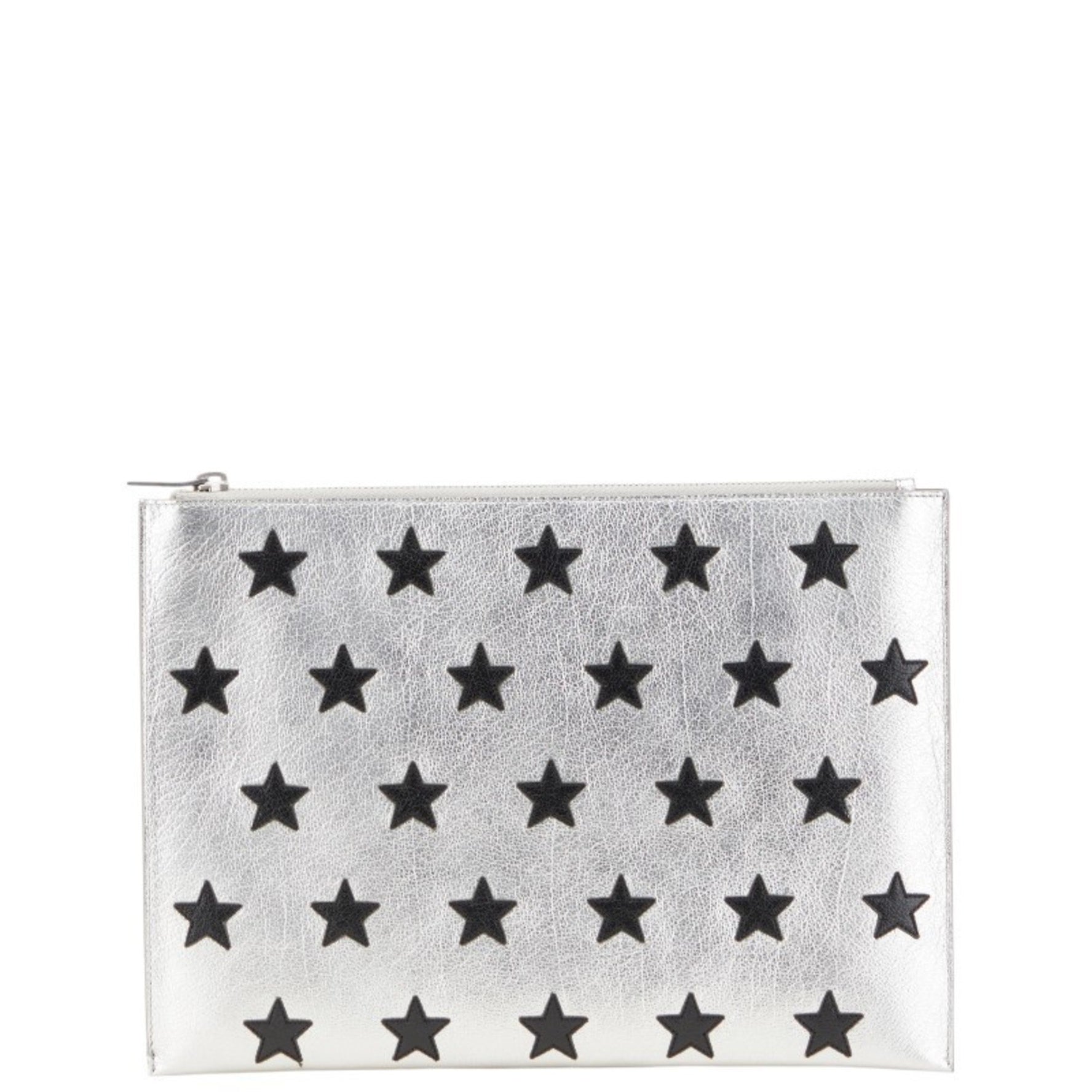 Saint Laurent Star Clutch Bag/Second Bag Silver/Black Leather SAINT LAURENT