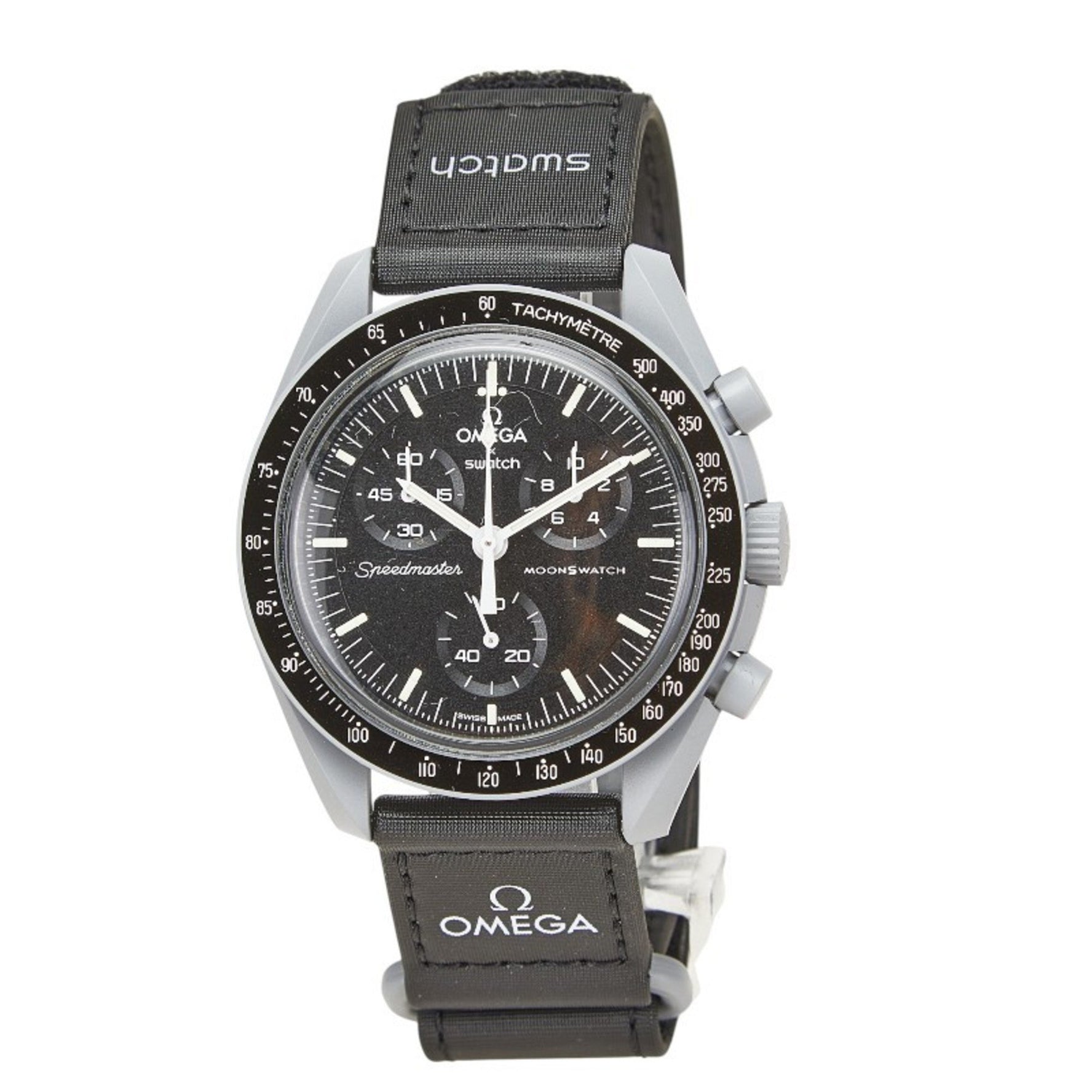 Omega x Swatch MoonSwatch Mission to the Moon Watch SO33M100 Quartz Movement Black Dial Ceramic Nylon Men's OMEGA