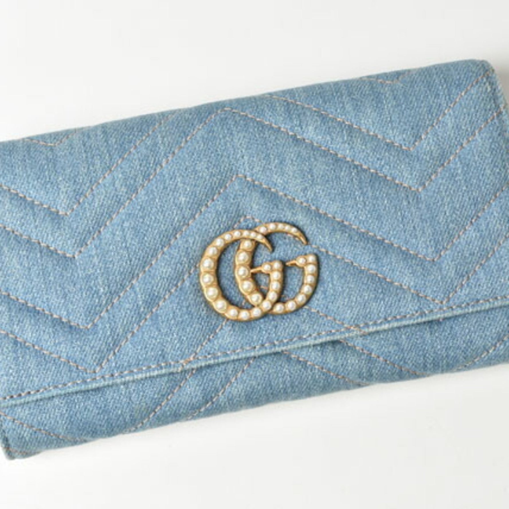 Gucci Wallet Long Continental GG MARMONT Marmont Chevron Quilted Leather