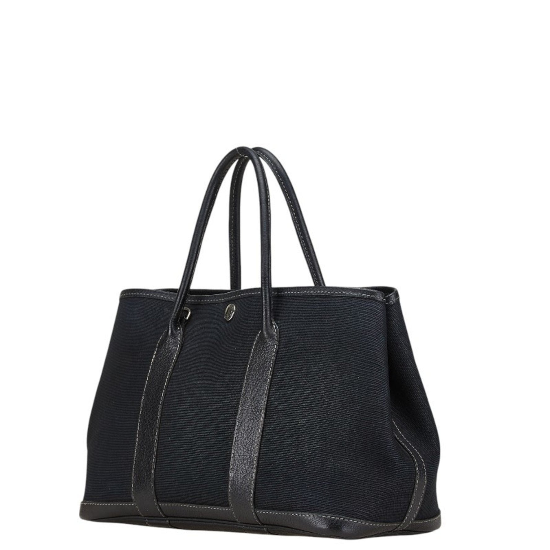 Hermes Garden TPM Handbag Shoulder Bag Black Toile Officier Leather Women's HERMES