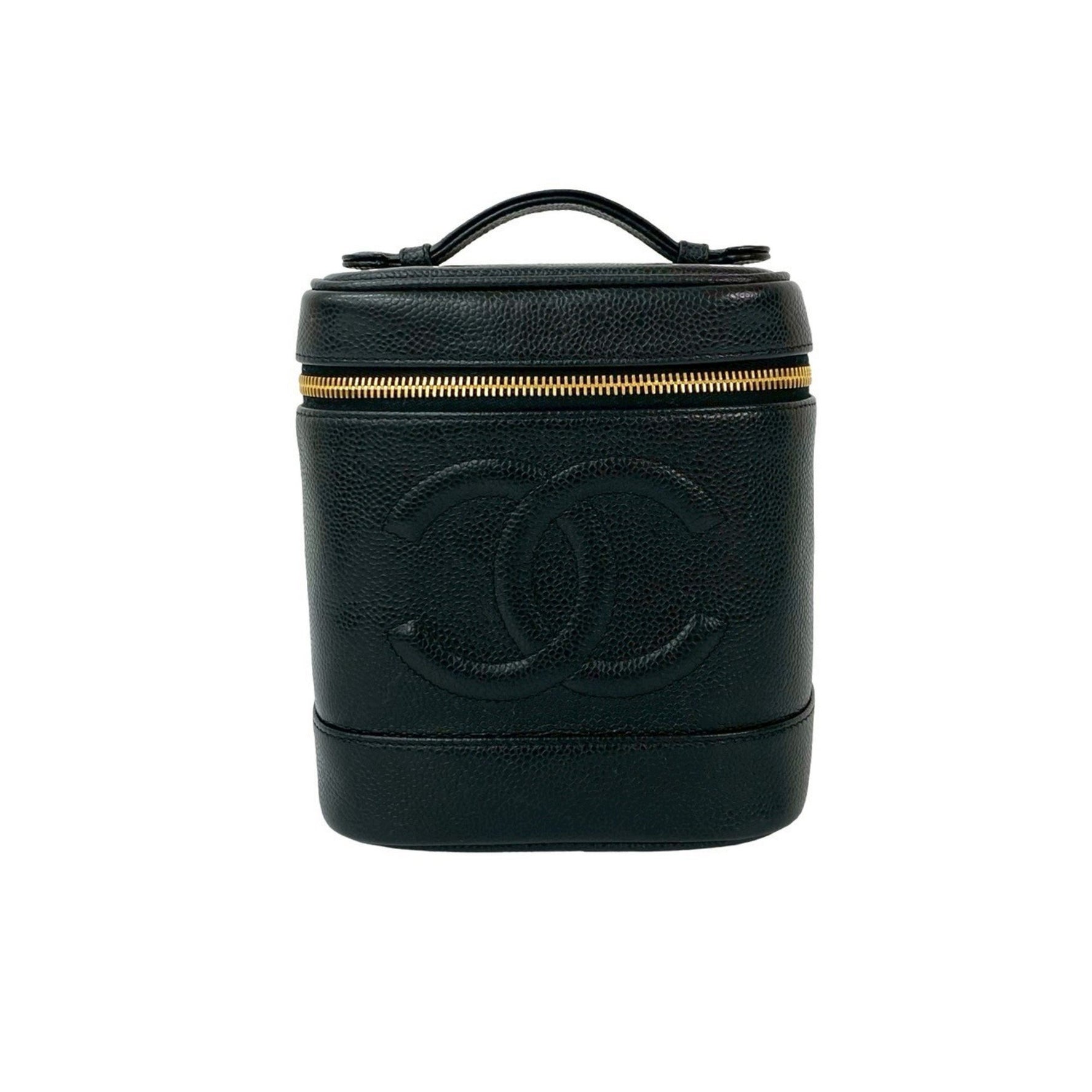 CHANEL Coco Mark Caviar Leather Handbag Vanity Bag 06526