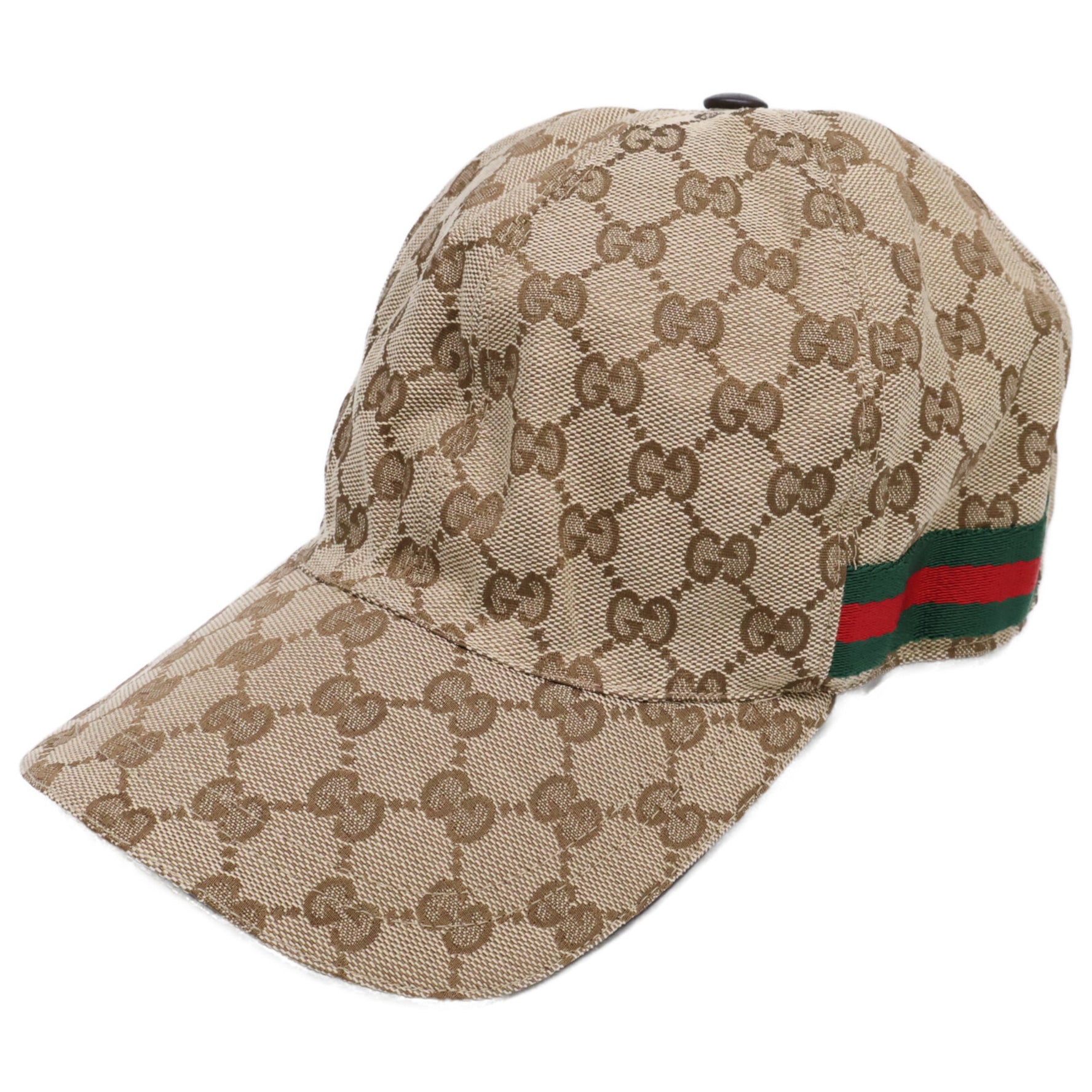 GUCCI KQWBG GG Canvas Baseball Cap with Web and Stripes, Size M Ebony