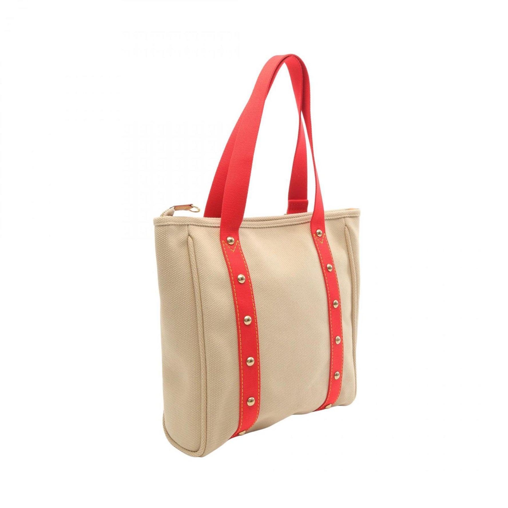 Louis Vuitton Cabas MM Tote Bag, Canvas and Leather, Antigua, Beige Red