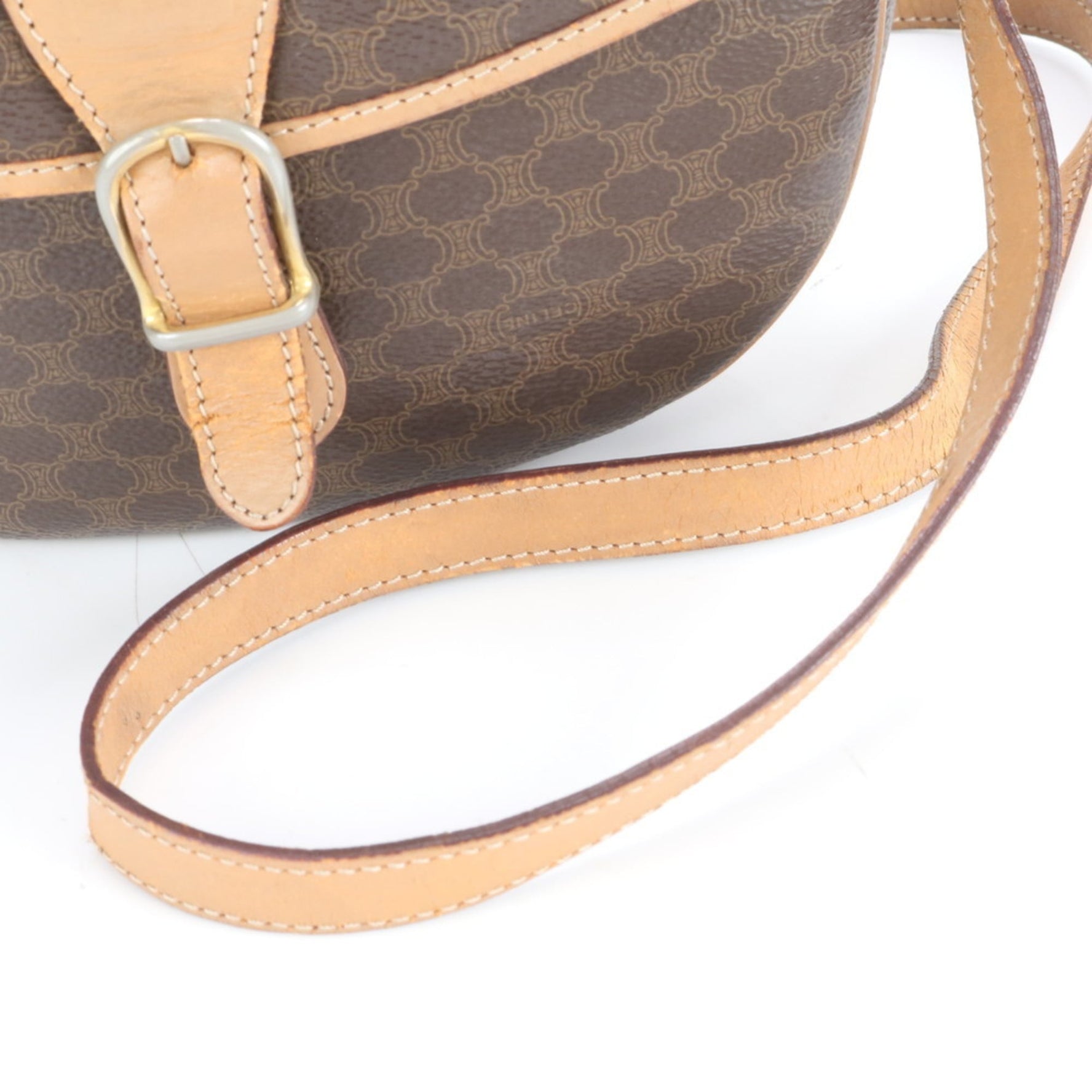 Celine Macadam Leather Shoulder Bag, Crossbody