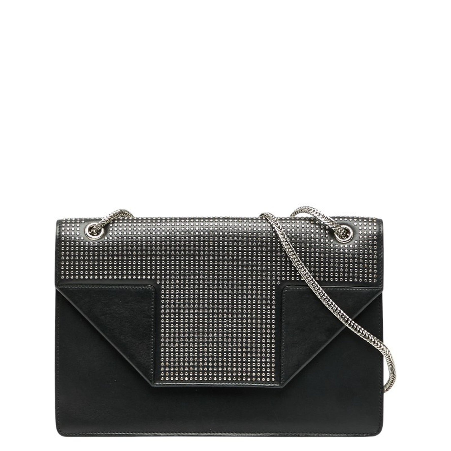 Saint Laurent Betty Stud Chain Shoulder Bag Black and Silver Leather SAINT LAURENT