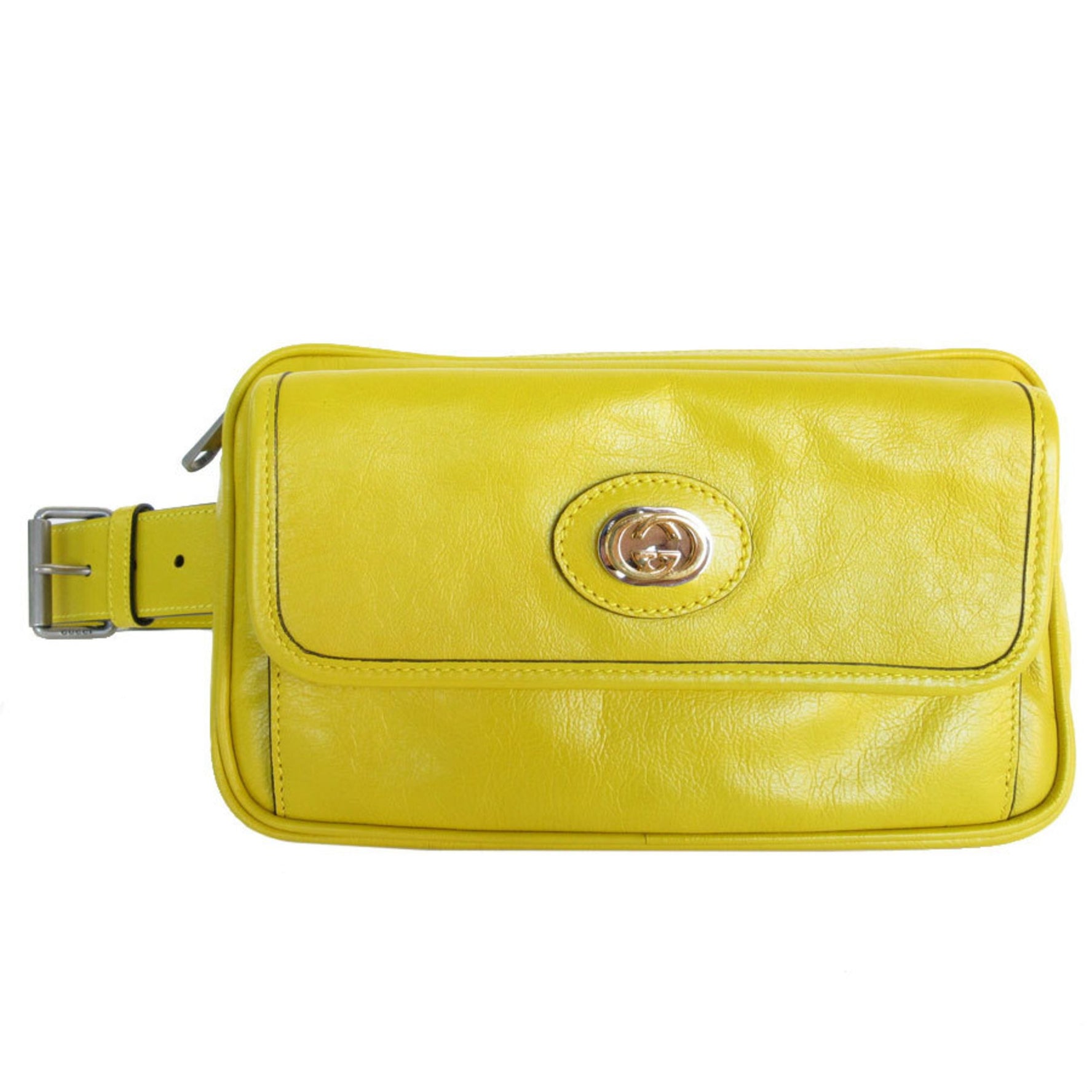 GUCCI waist bag belt leather yellow ladies s0383a