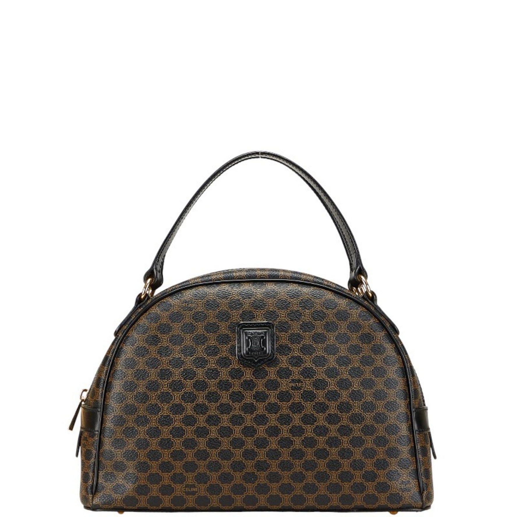Celine Macadam handbag in black and brown leather .