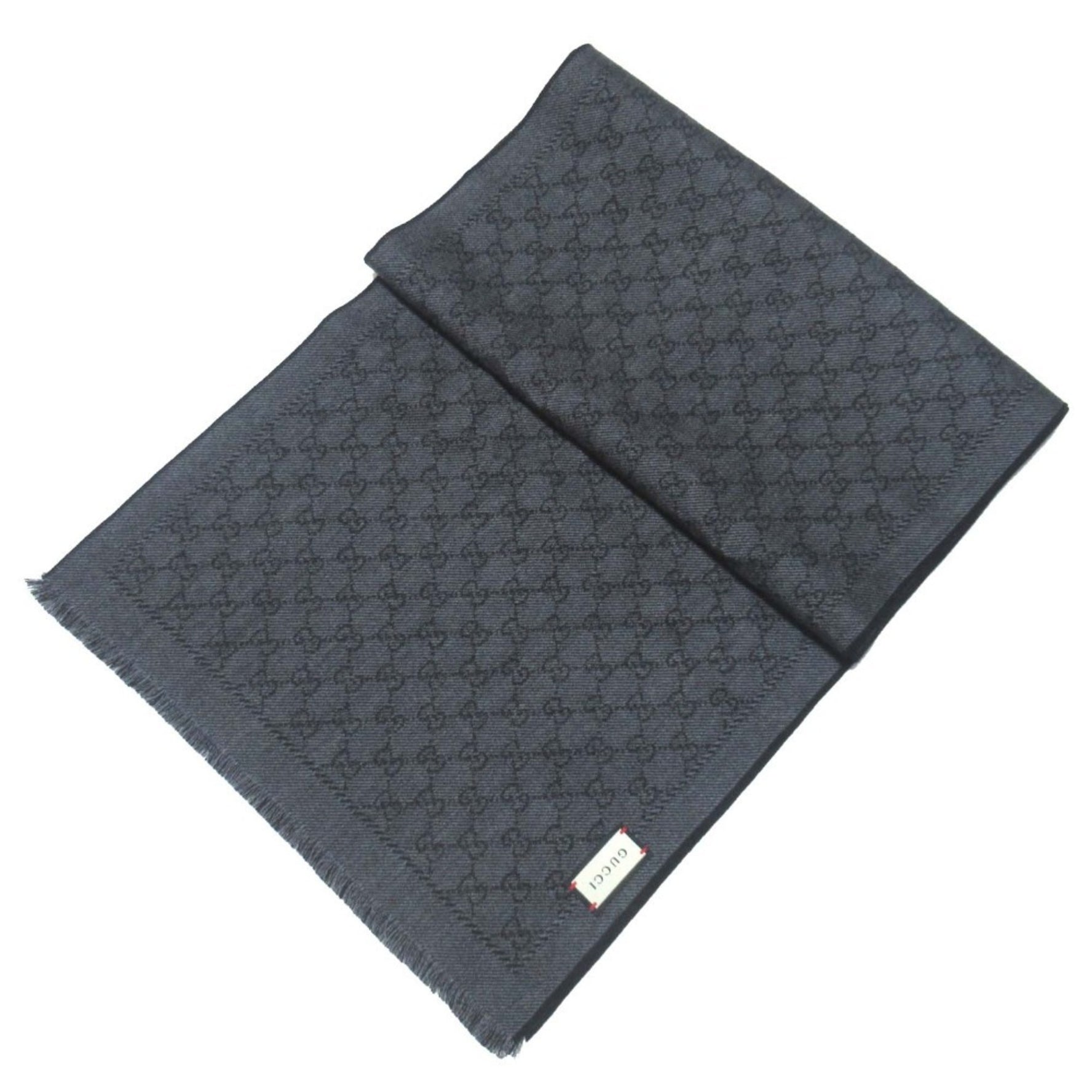 GUCCI GG pattern wool stole, scarf/stole 4G200, gray x black, for men and women