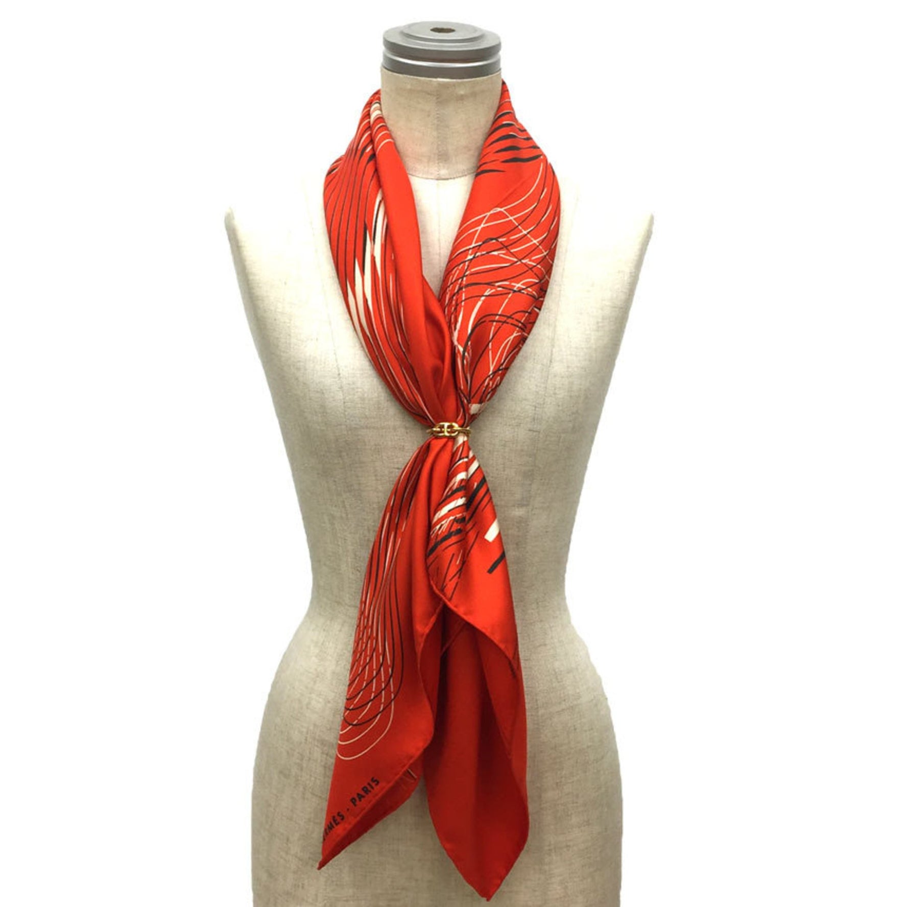 HERMES Carre 90 Scarf Muffler H CINETIQUE 100% Silk