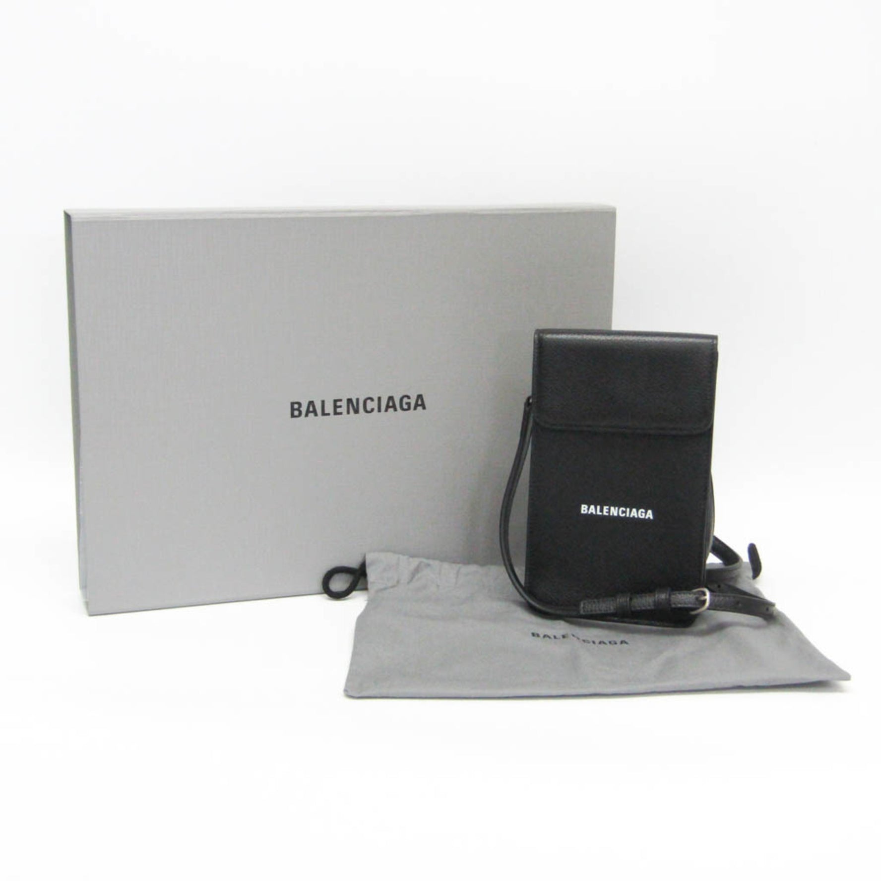 Balenciaga Smartphone Case Shoulder Mini Pouch Men,Women Leather Shoulder Bag Black