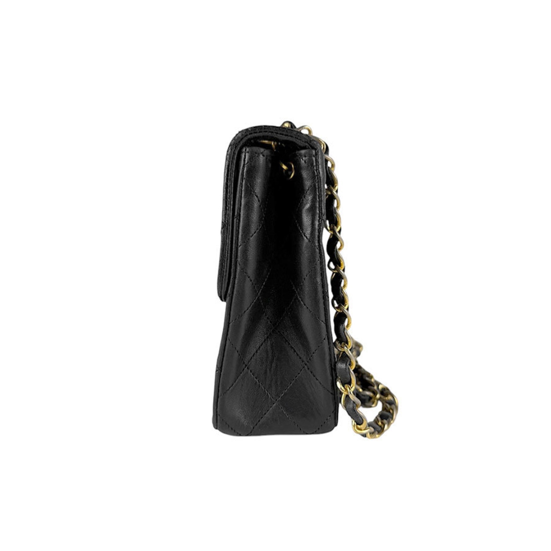 CHANEL Shoulder Bag Matelasse Leather Metal Black Gold