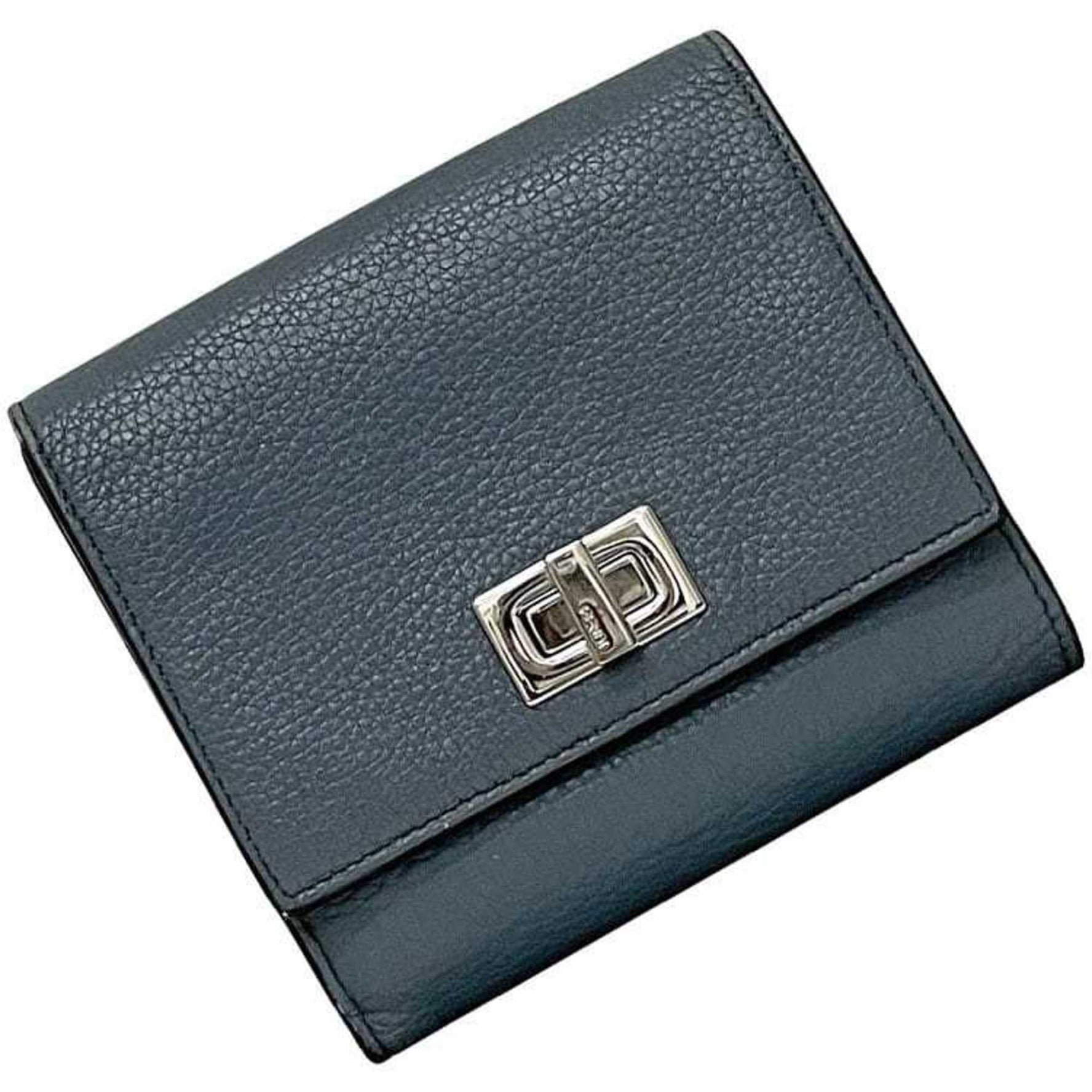 Fendi Bifold Wallet Peekaboo Leather 219 1835 Turnlock Flap Stitched Men's and