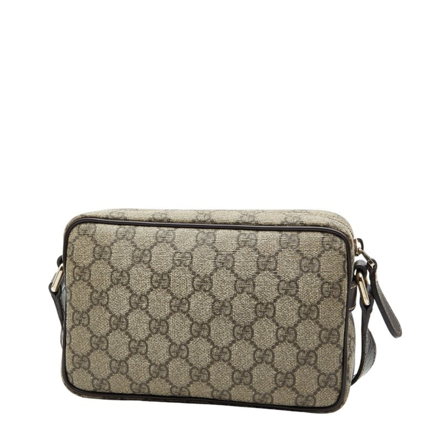Gucci GG Supreme Crossbody Shoulder Bag Beige Brown Leather