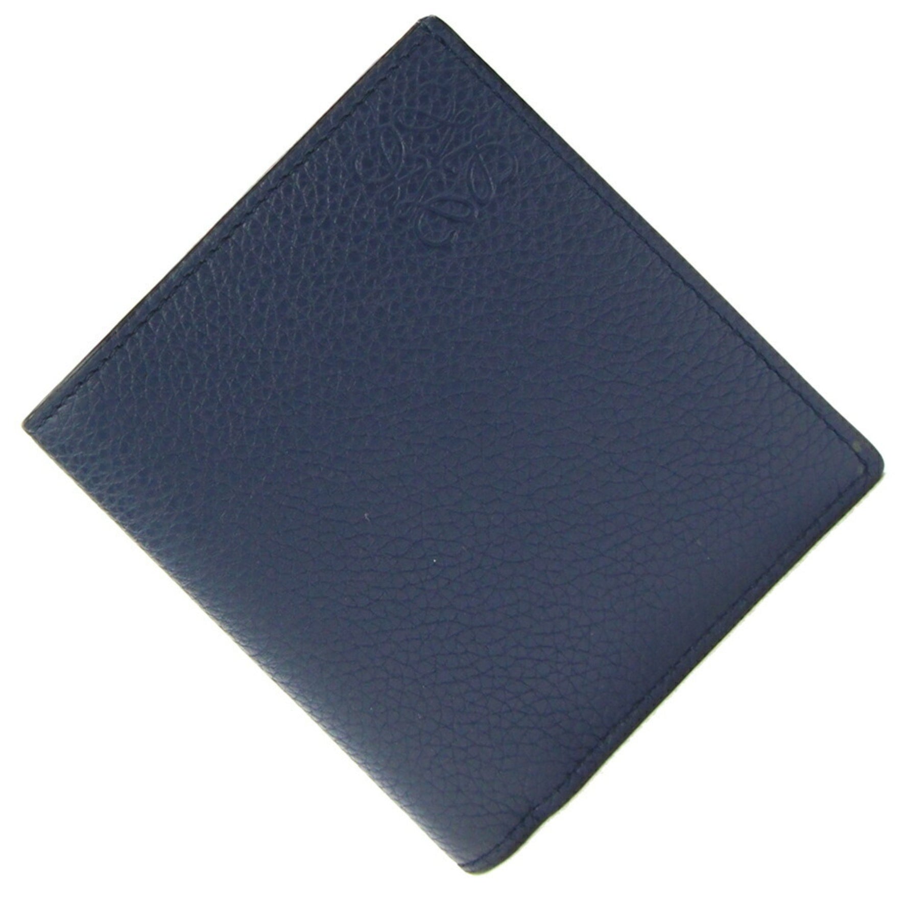LOEWE Bi-fold Wallet Anagram Vertical Bifold Navy Black Leather Bi-color