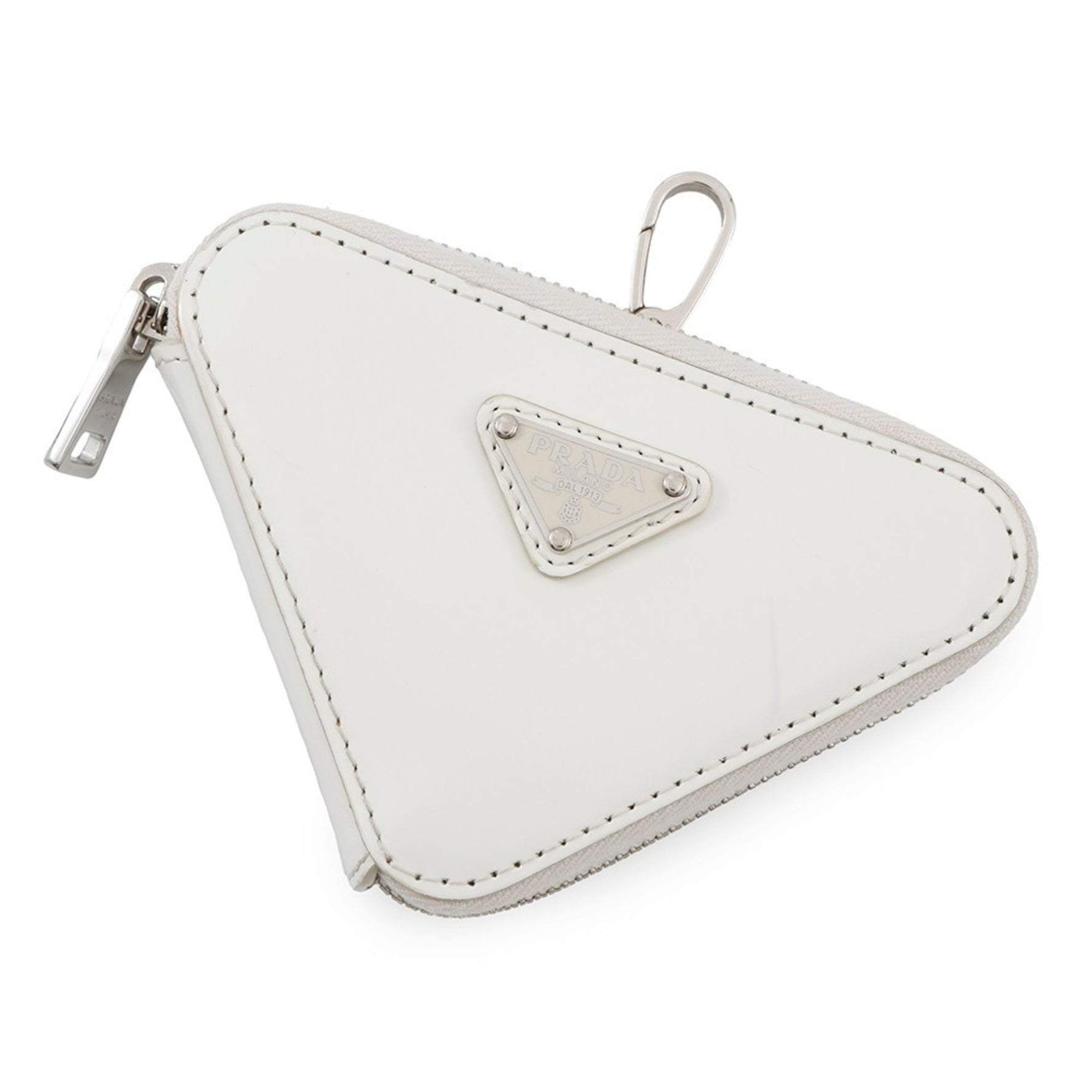 Prada Triangle Wallet/Coin Case 1TL433 PRADA Coin Purse Mini Pouch White