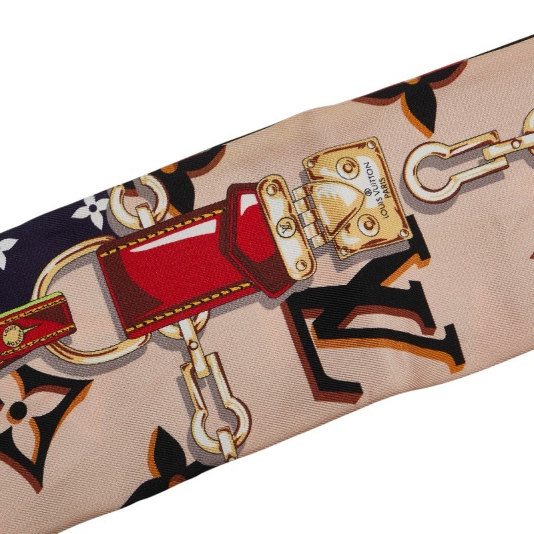 Louis Vuitton Bandeau Perfect Match Scarf Muffler Black and Red Silk