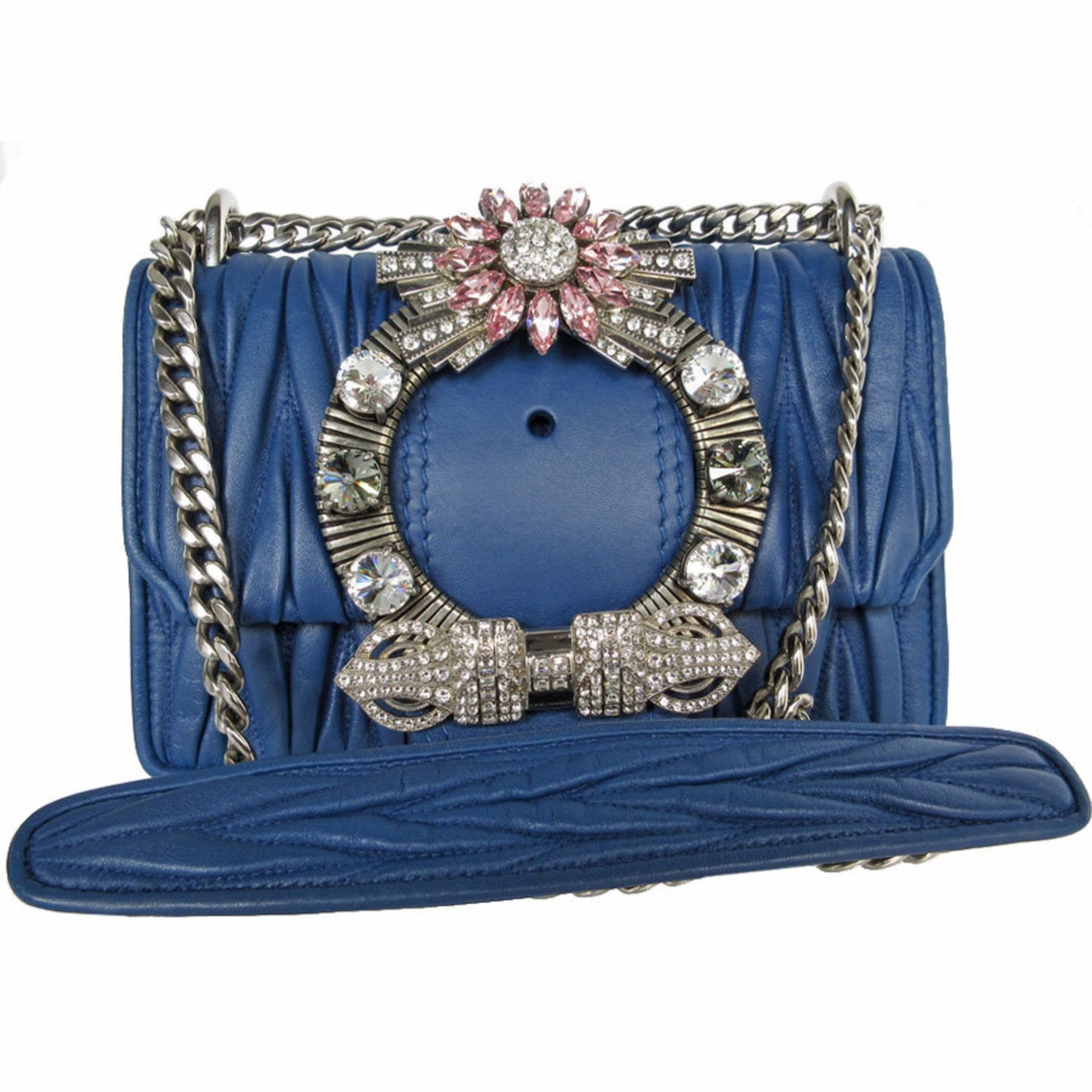 Miu Miu Miu shoulder bag leather rhinestone silver