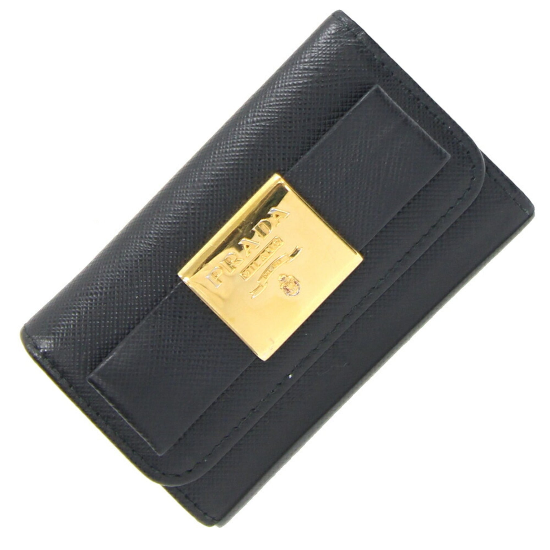 Prada 6-Key Case 1PG222 Black Leather Key Ribbon Women's PRADA