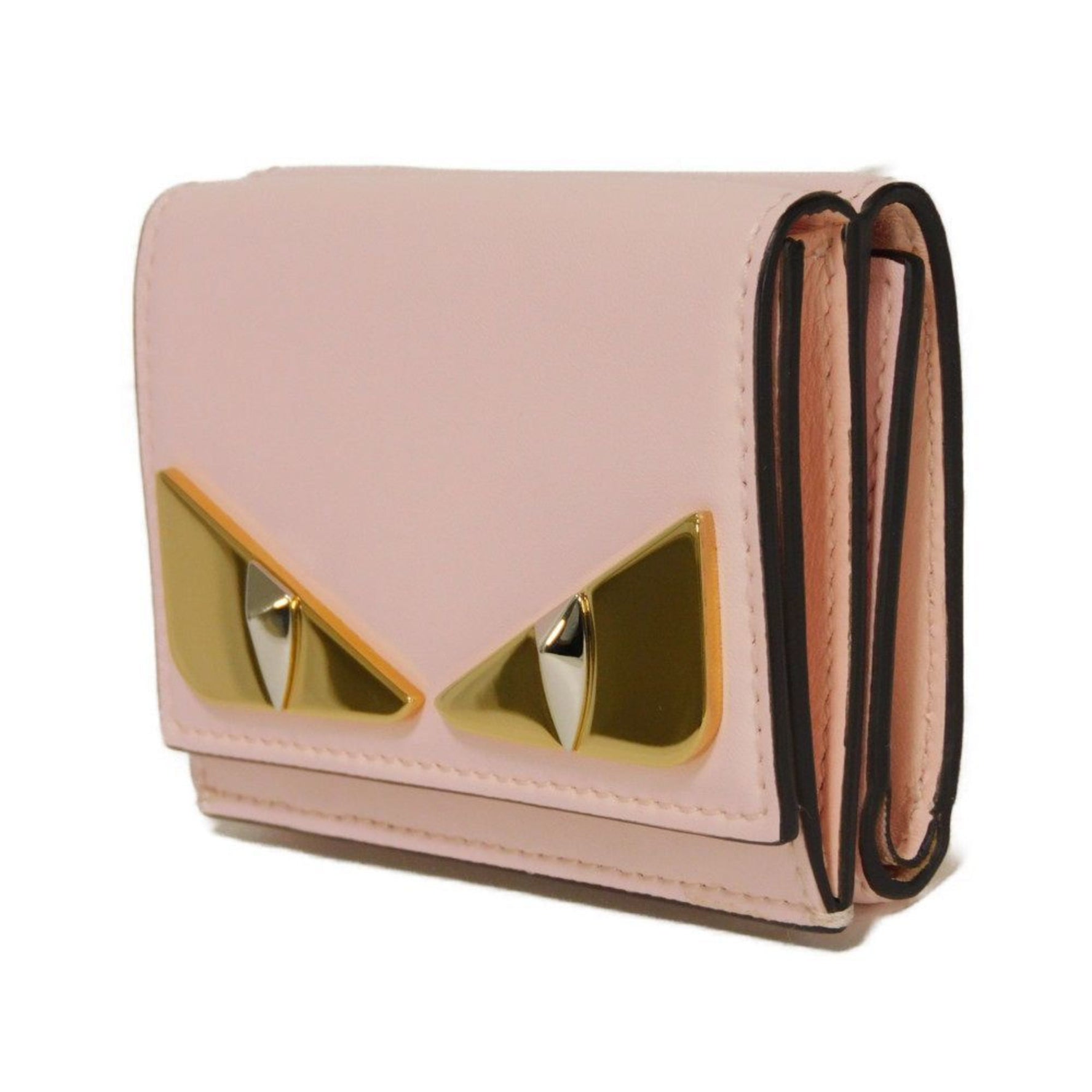 FENDI Micro Trifold Wallet in Light Pink Monster Bag Bugs Confetti, with Bill Compartment