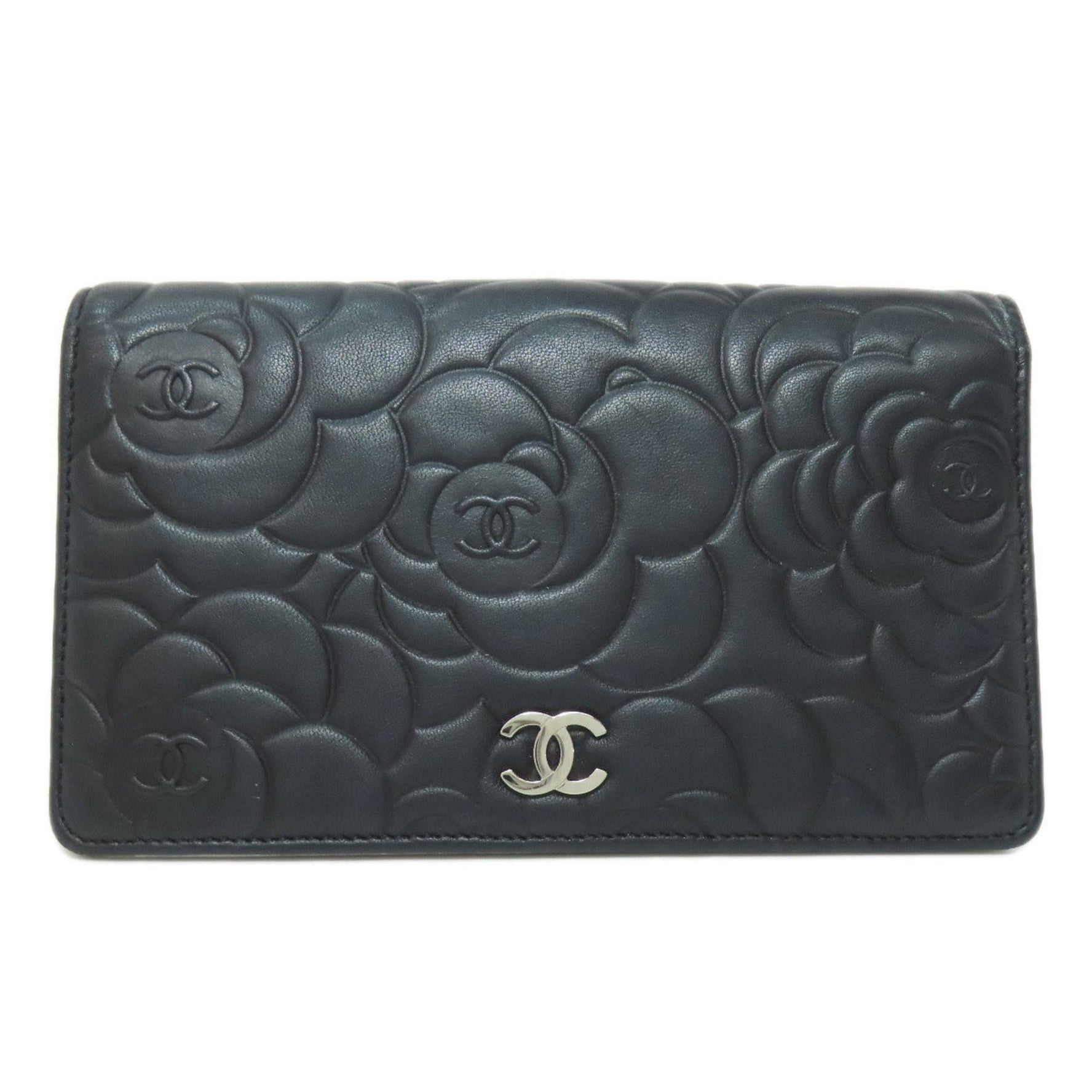 Chanel Camellia Coco Mark Long Wallet Lambskin Women's CHANEL