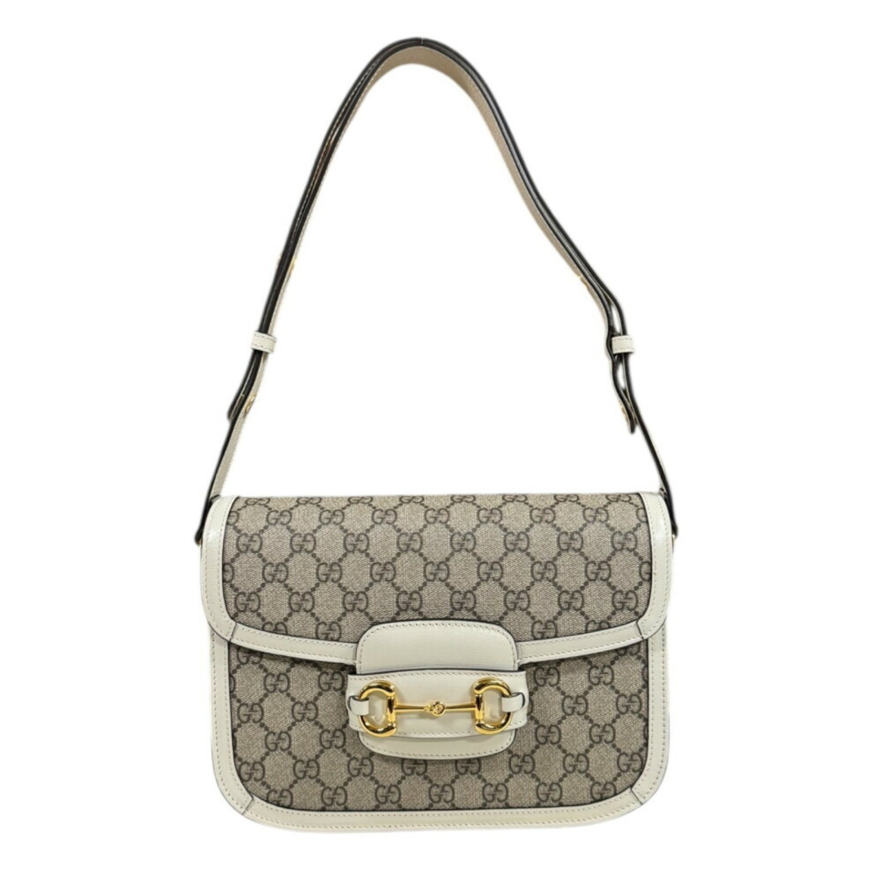 Gucci Medium Horsebit 1955 Shoulder Bag in GG Supreme Canvas Beige
