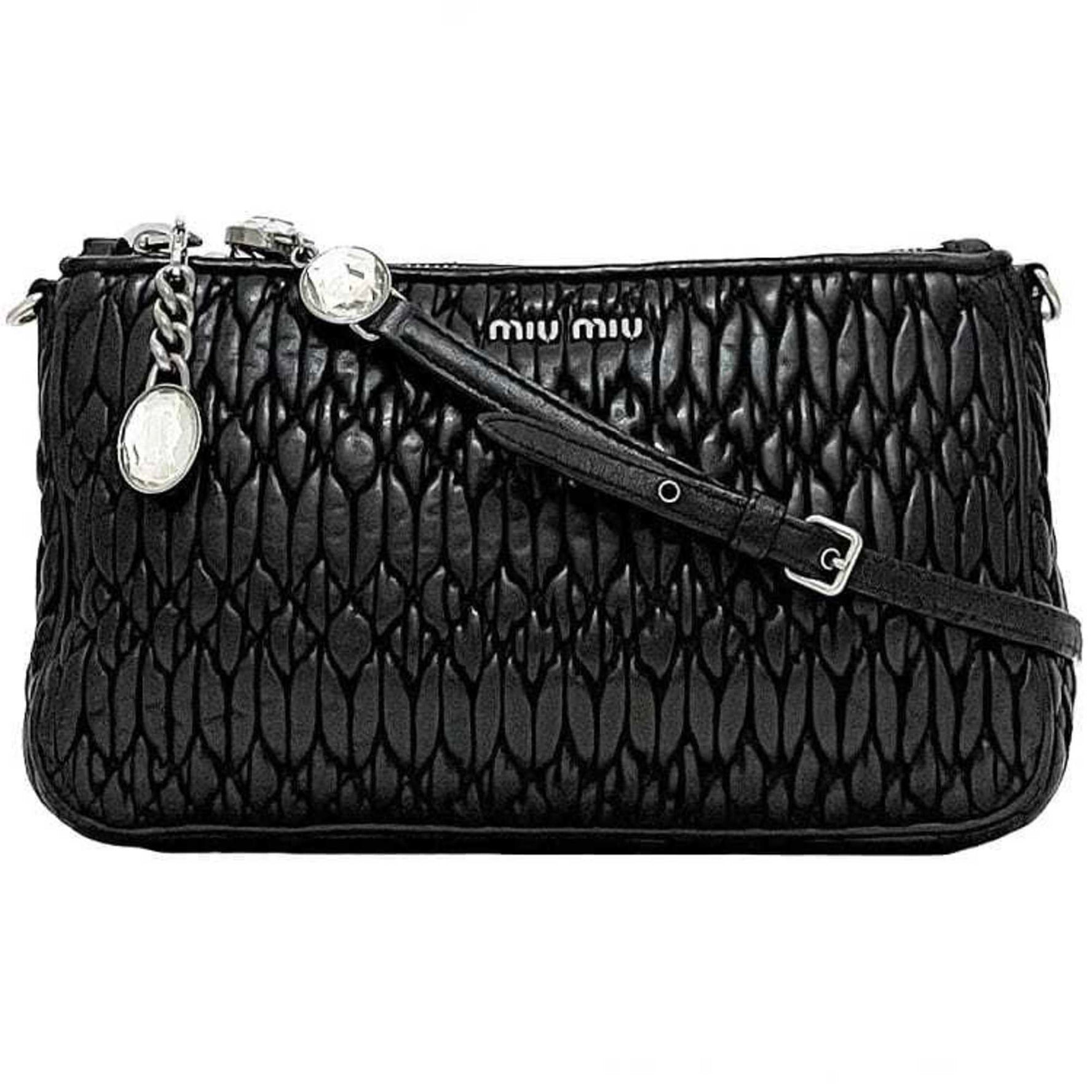 Miu Miu Miu Shoulder Bag Matelasse Pouch Leather Chain Line