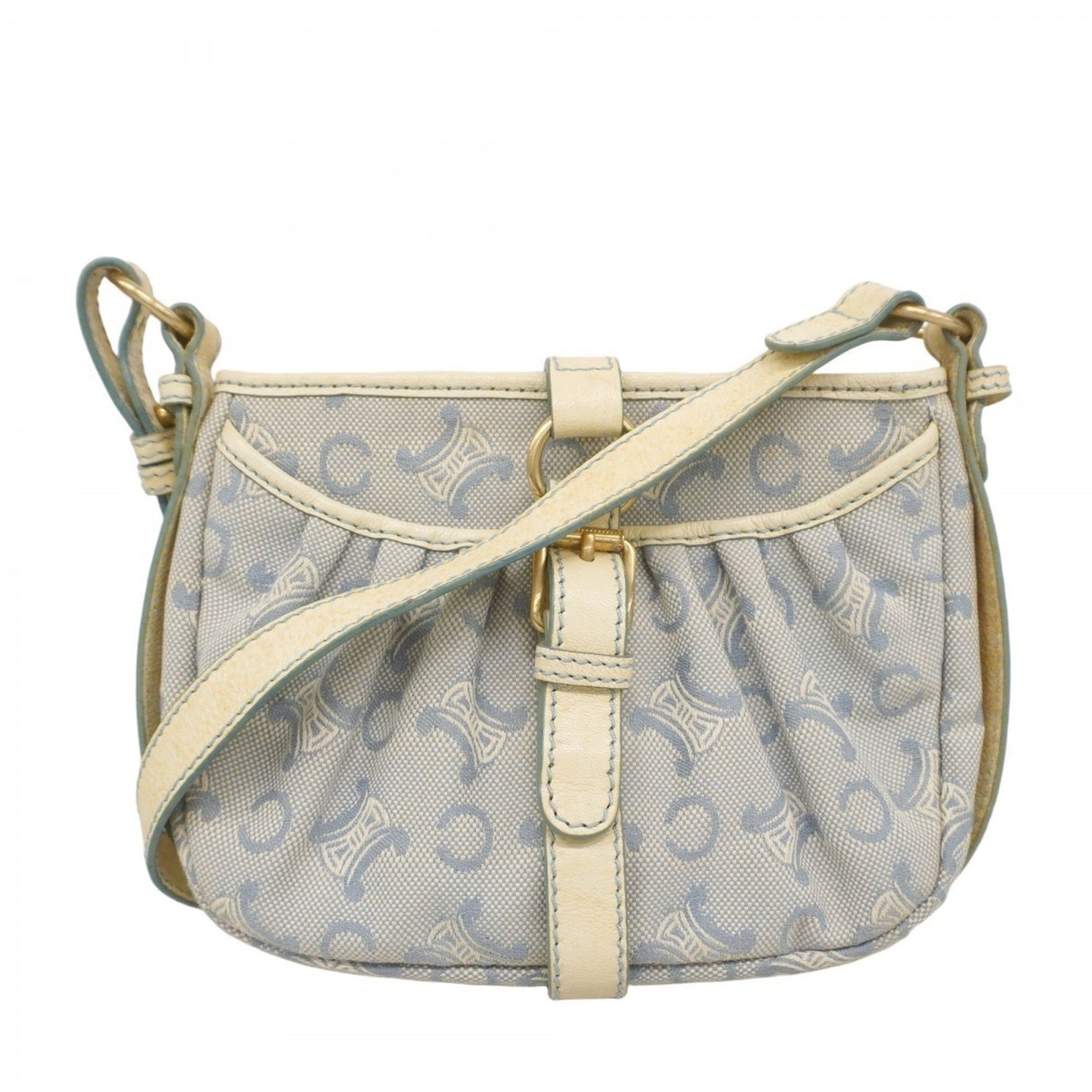 Celine Shoulder Bag C Macadam Canvas White Blue