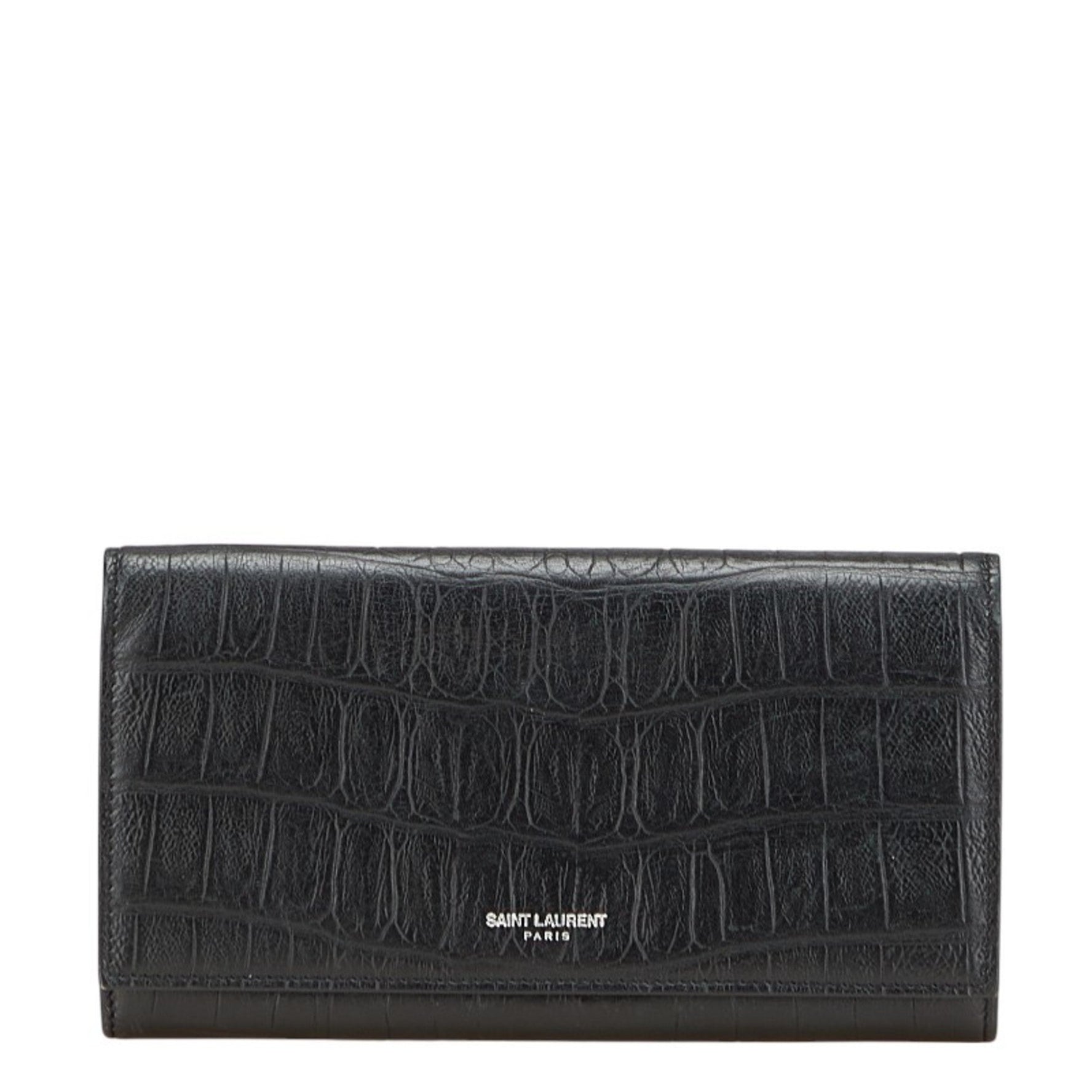 Saint Laurent Crocodile Embossed Long Wallet Leather SAINT LAURENT