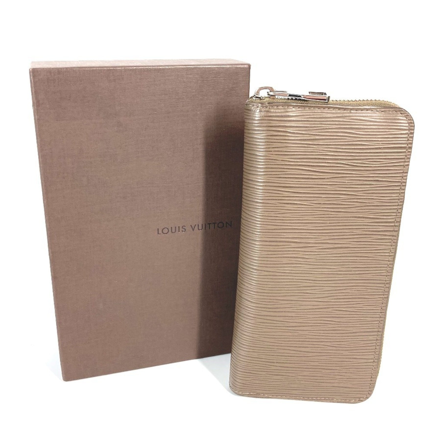 LOUIS VUITTON M60967 Epi Zippy Wallet Vertical Round Zipper Long in Leather, Men's, Taupe and Brown