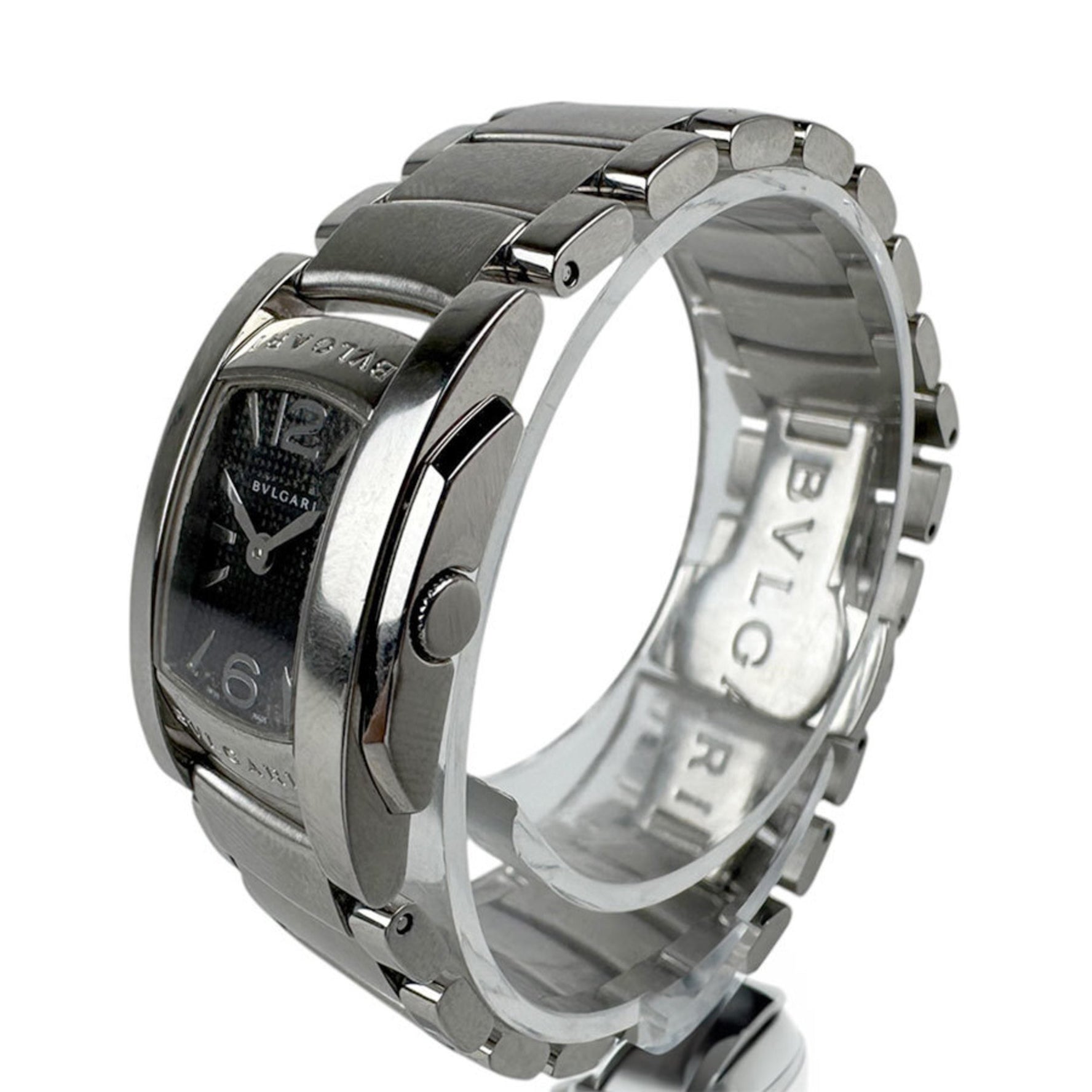 BVLGARI Watch Ashoma Stainless Steel Silver Black Ladies Quartz Dial u0008