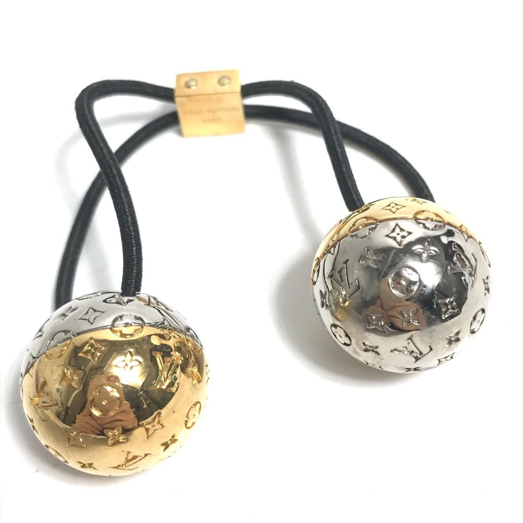 LOUIS VUITTON M80266 Planet LV Scrunchie Hair Accessory, Metal Tie, Women's, Gold