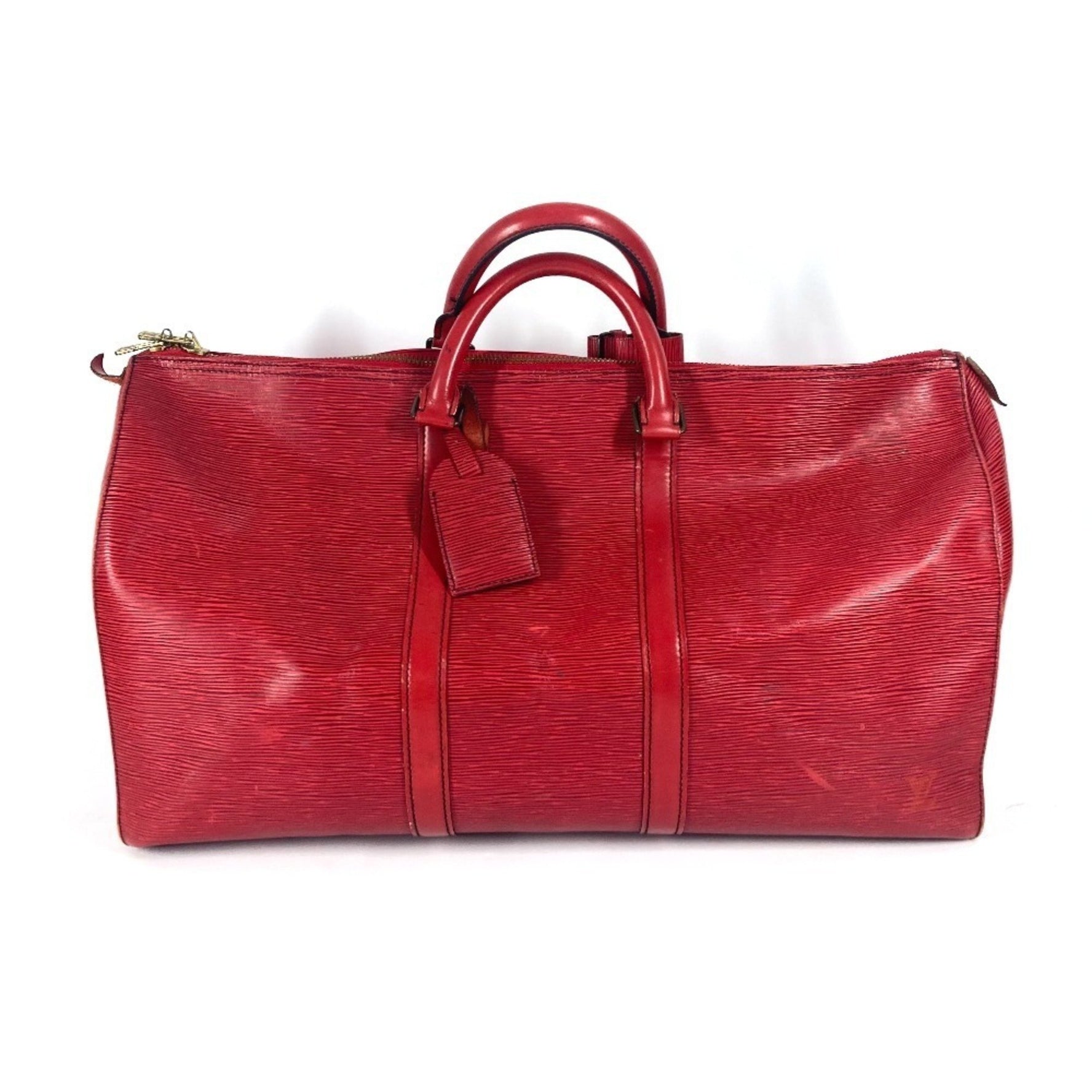 LOUIS VUITTON Epi Keepall 50 Travel Bag, Handbag, Boston Leather, Women's, Castilian Red, Red