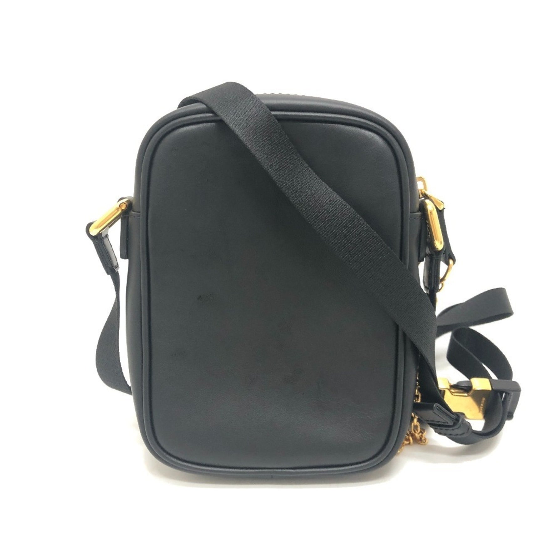 FENDI Calligraphy Stud Shoulder Bag, Leather, Like New