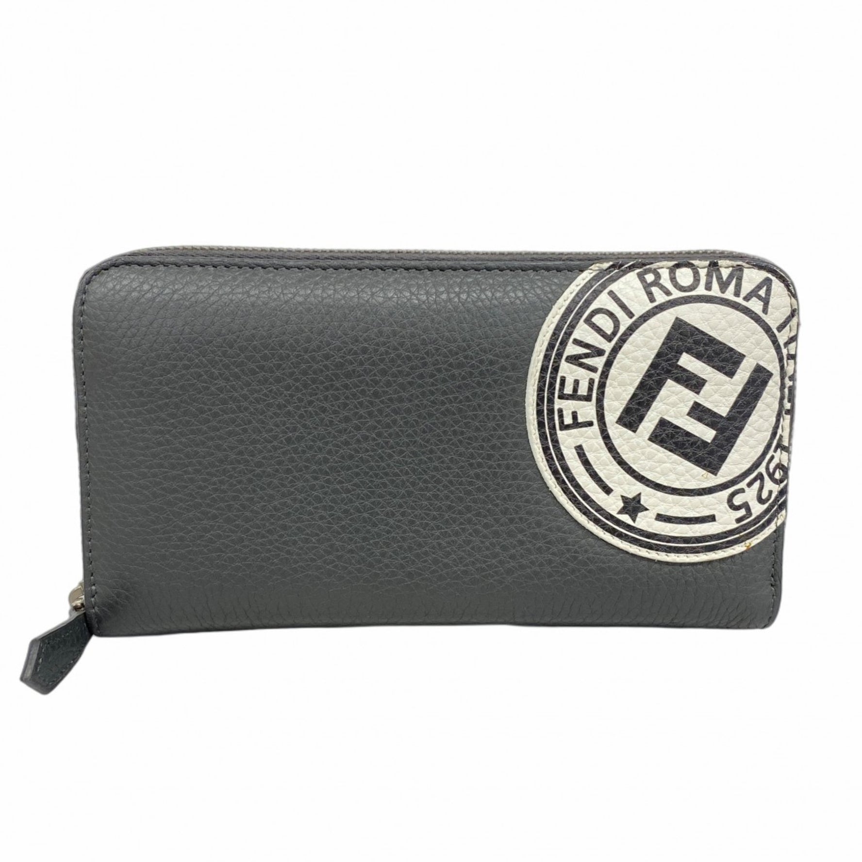 Fendi long wallet leather black white