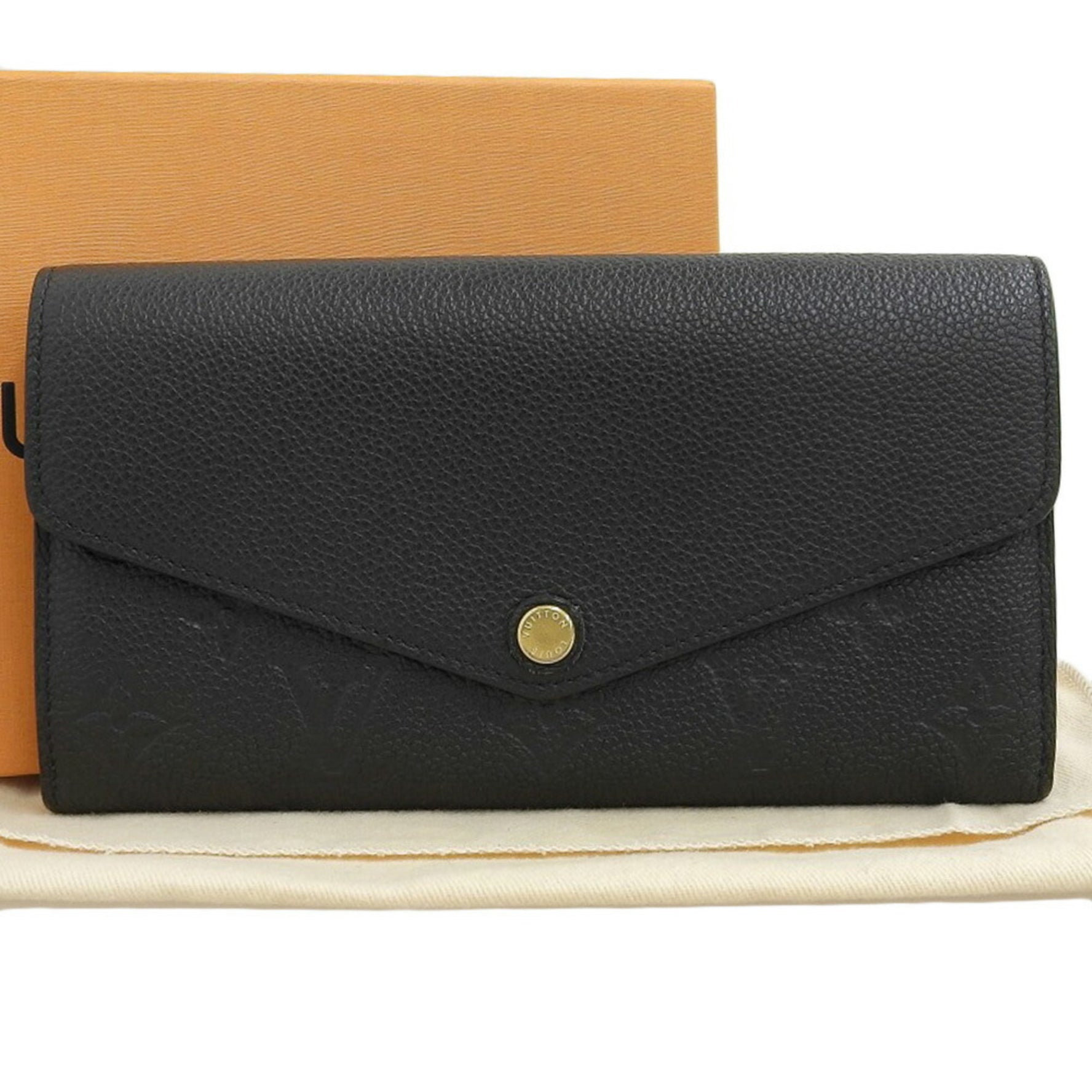 Louis Vuitton Monogram Empreinte Portefeuille Sarah Long Wallet Noir