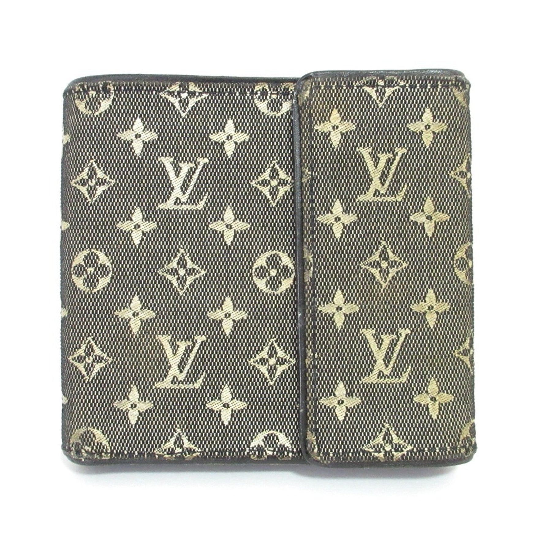 Louis Vuitton Monogram Mini Porte Bier Carte Credit Monet Tri-fold Wallet Black Men's