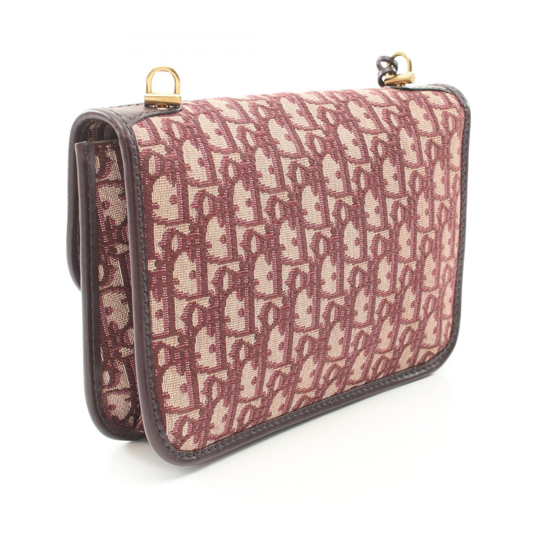 Christian Dior Dior Addict Oblique Shoulder Bag, Canvas and Leather, Beige Bordeaux