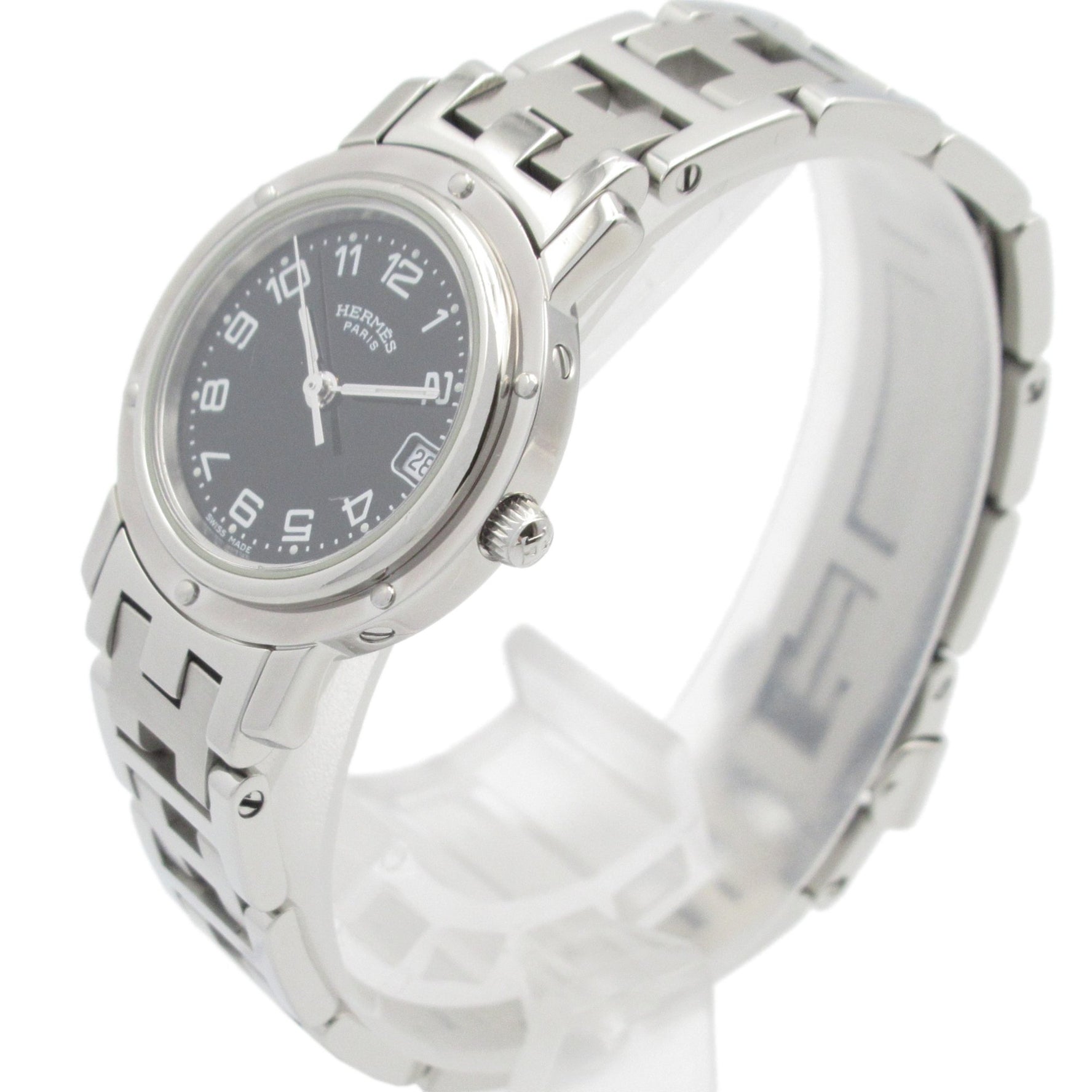 Hermès Clipper Watch, Stainless Steel, Black