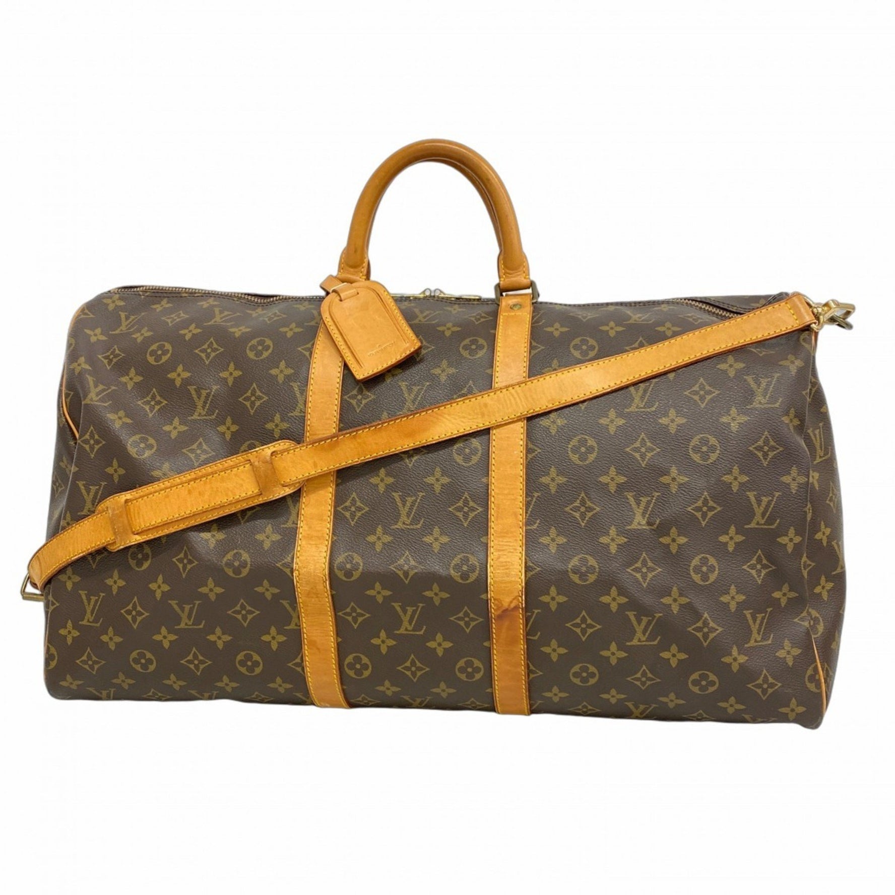 Louis Vuitton Monogram Keepall Bandouliere 55 Boston Bag Brown Men's and Women's